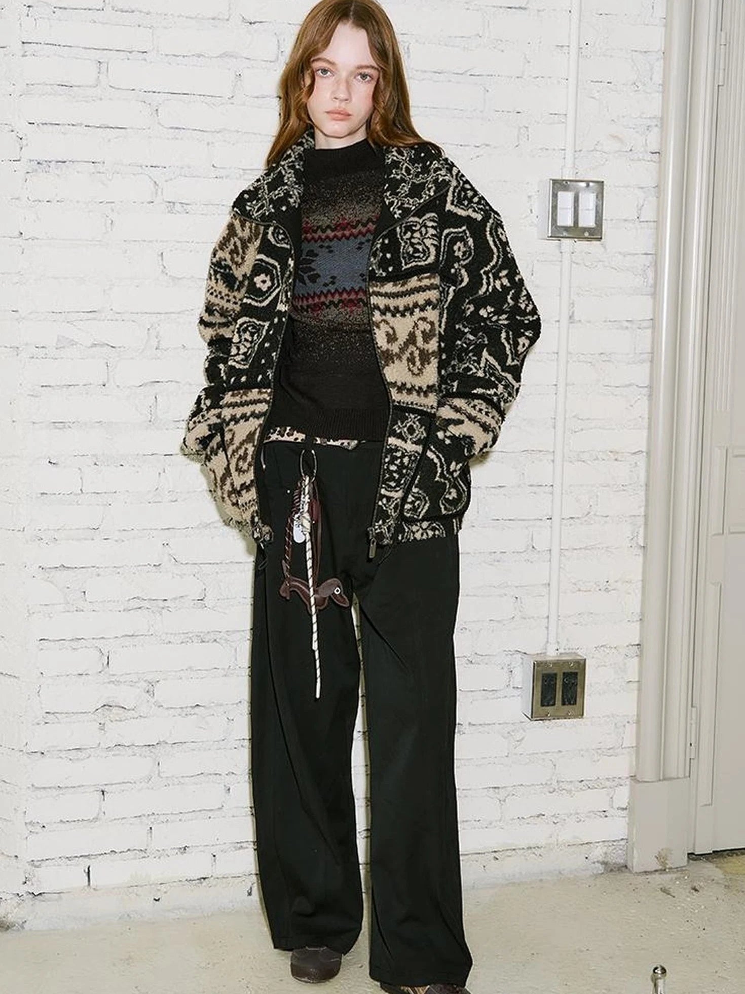 Retro Neutral Patchwork Shearling Jacket