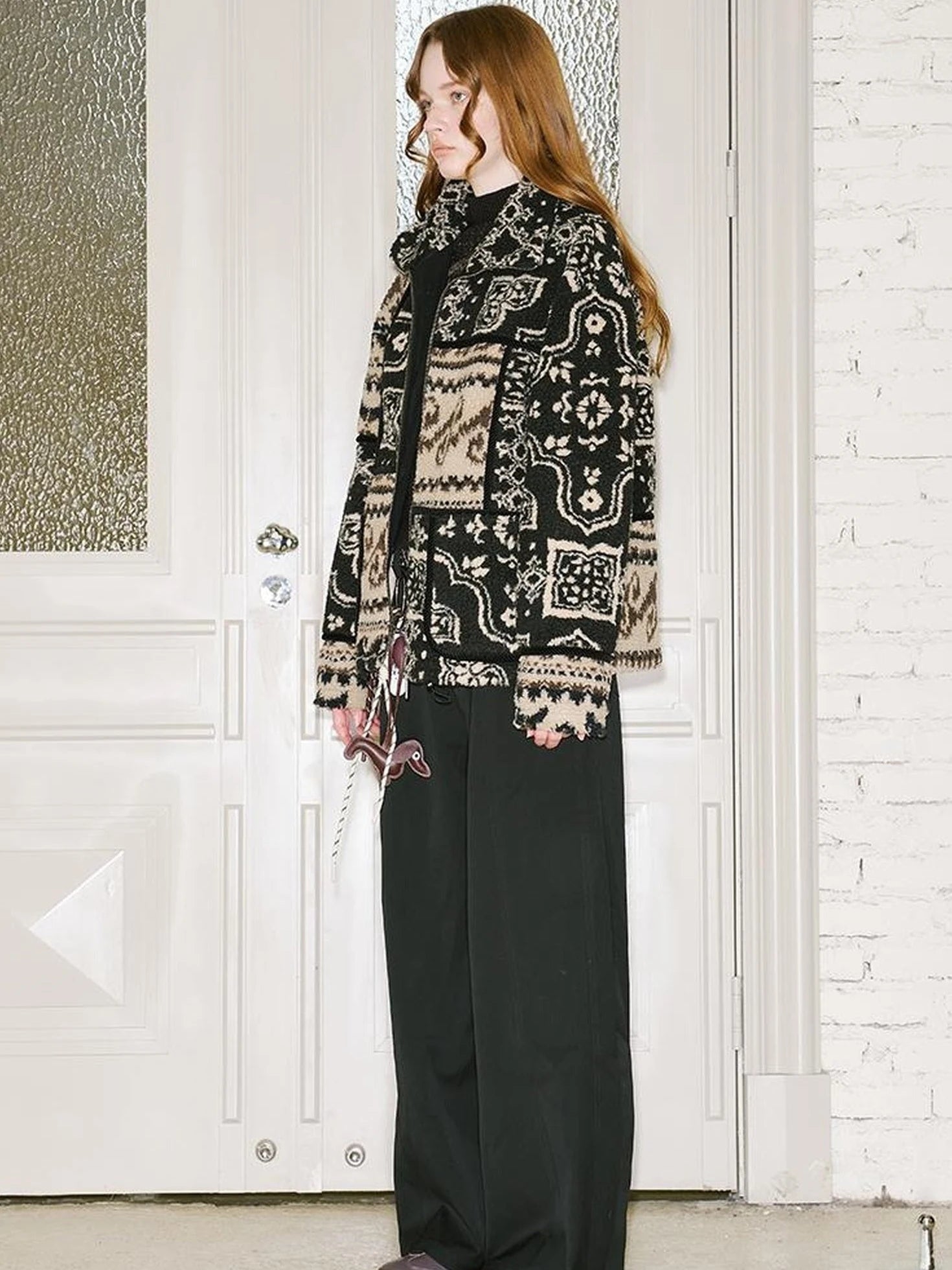 Retro Neutral Patchwork Shearling Jacket