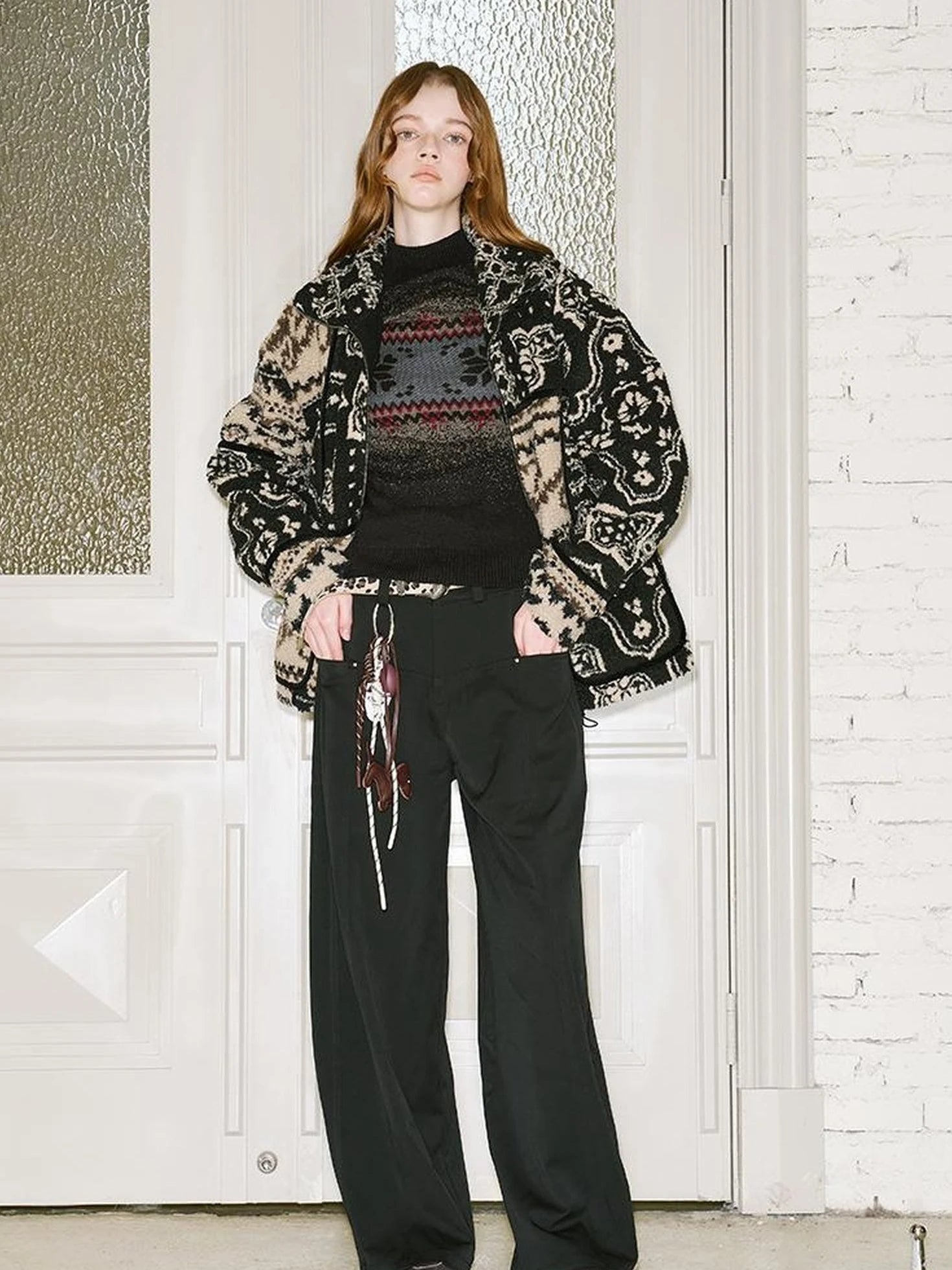 Retro Neutral Patchwork Shearling Jacket