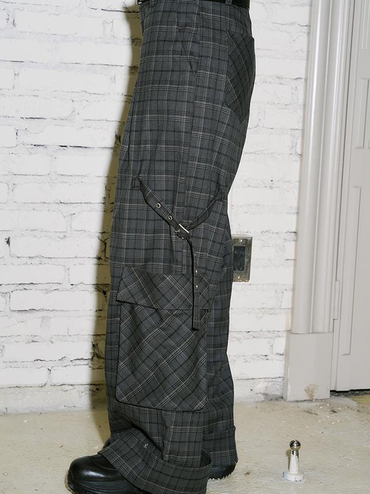 DIDDI MODA Retro Plaid Cargo Pants For Women Relaxed Fit Stylish Design