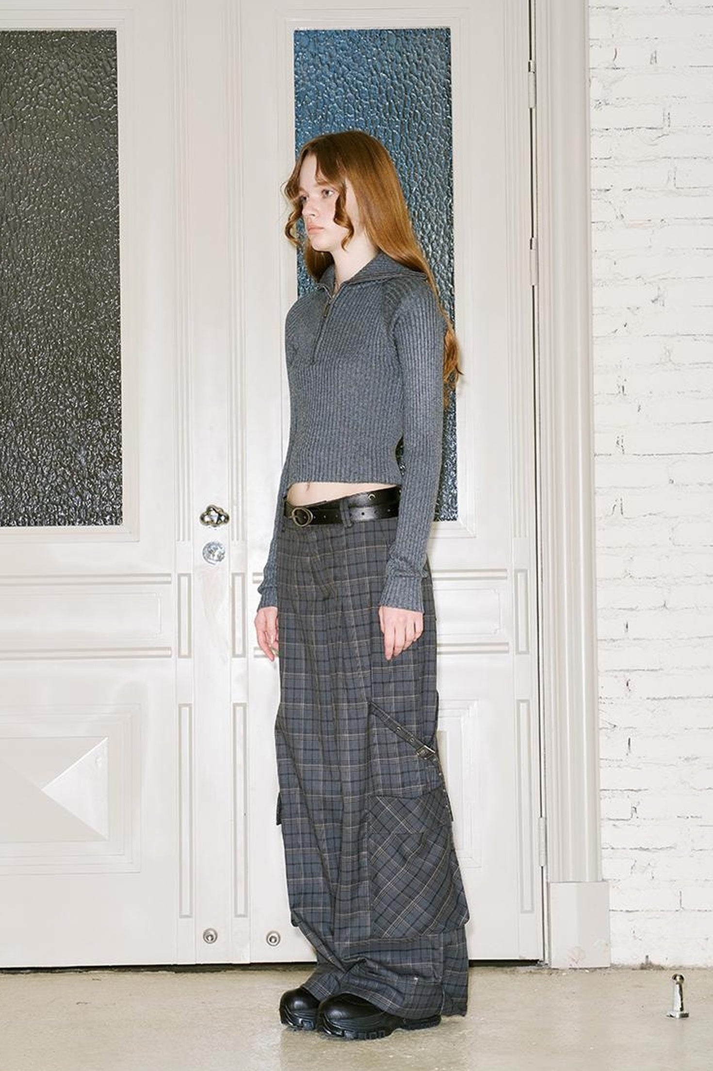 DIDDI MODA Retro Plaid Cargo Pants For Women Relaxed Fit Stylish Design