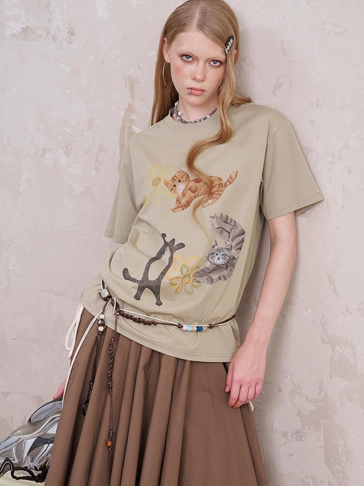 DIDDI MODA Retro Puppy Tee Cat Play Shirt