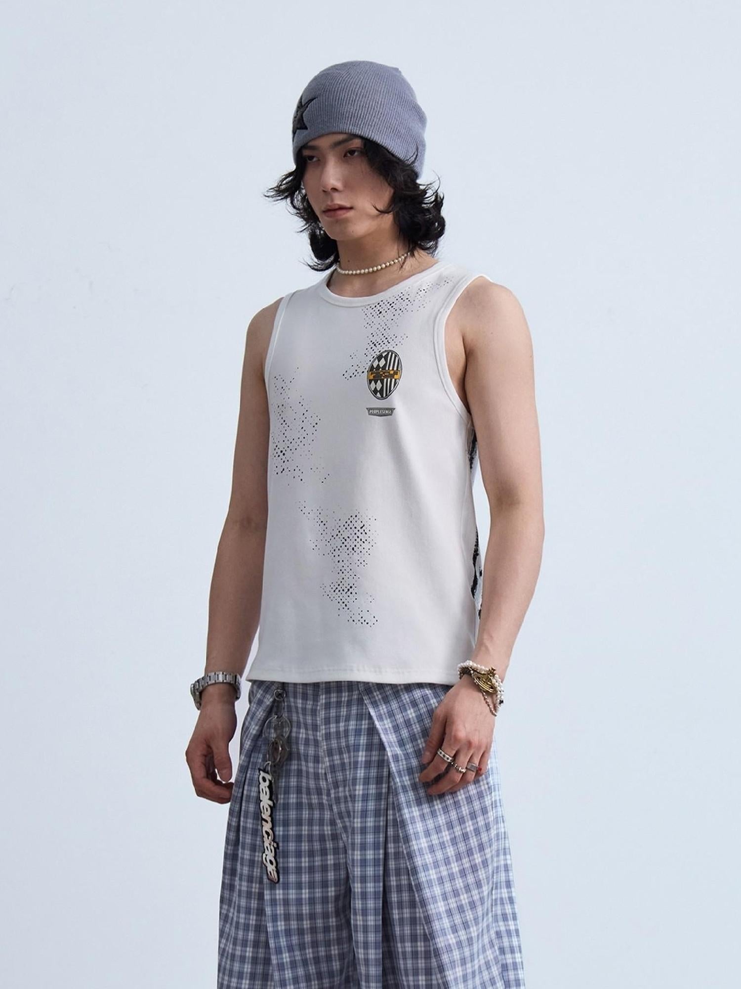 Peoplesense Retro Sleeveless Vintage Vest With Water Slurry Print