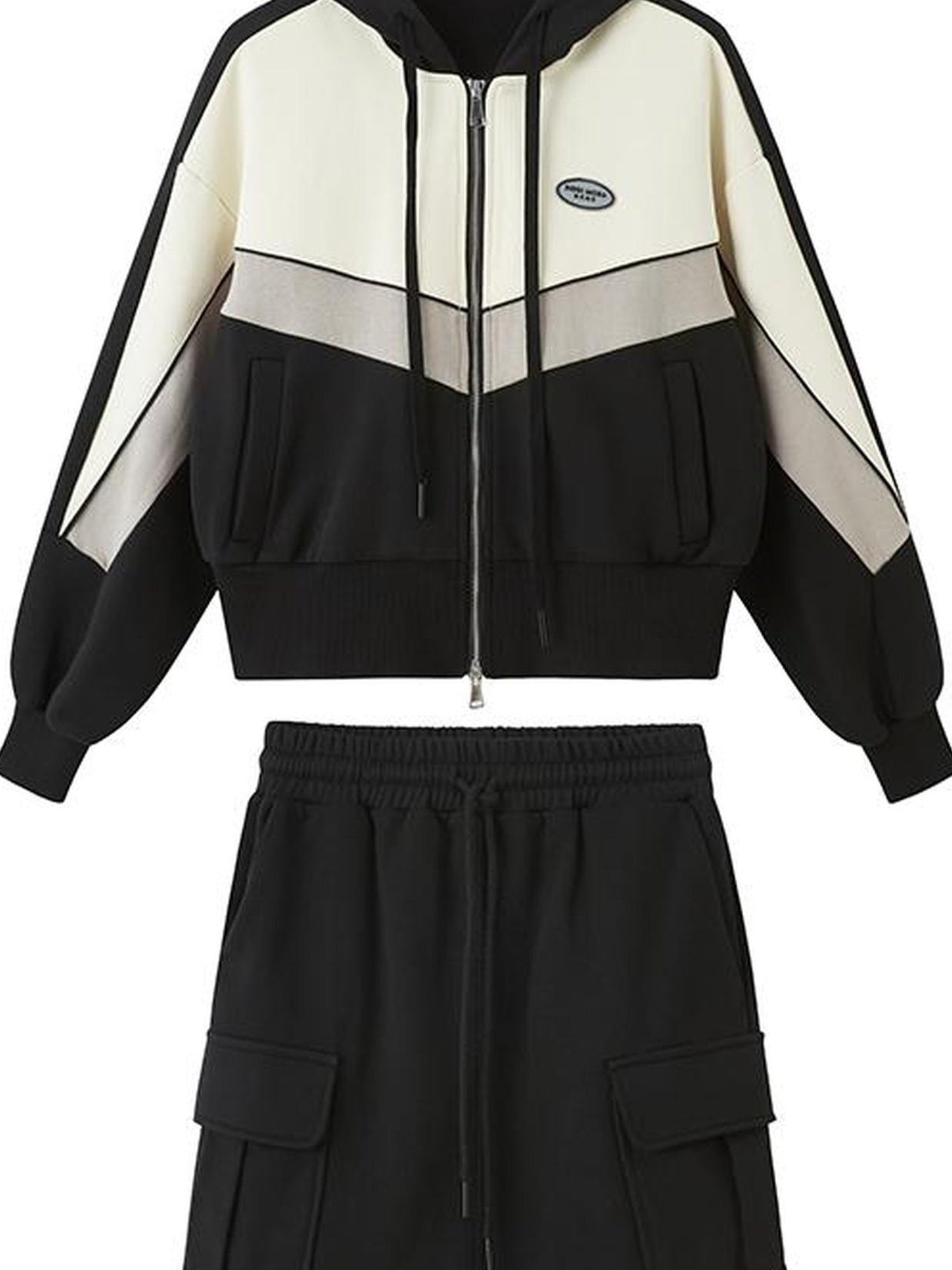 DIDDI MODA Retro Sporty Hoodie Skirt Set