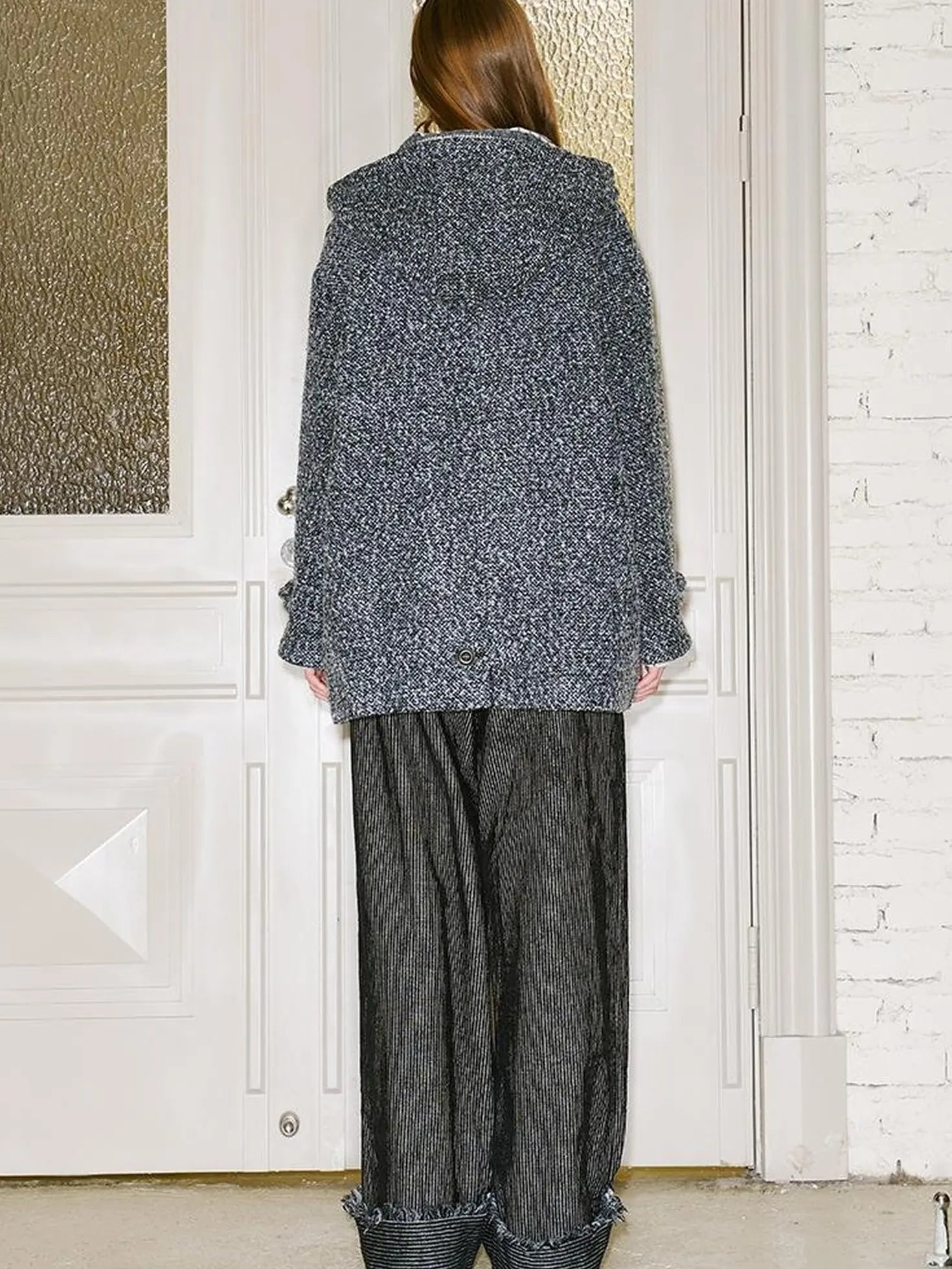 Retro Striped Corduroy Pants Relaxed Straight Leg