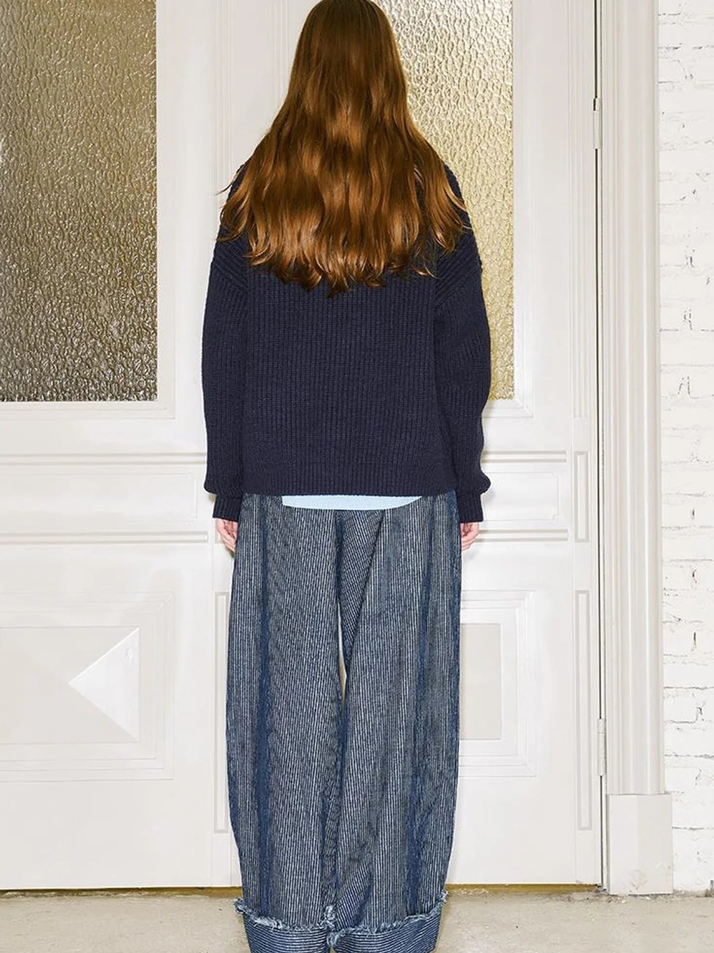 Retro Striped Corduroy Pants Relaxed Straight Leg