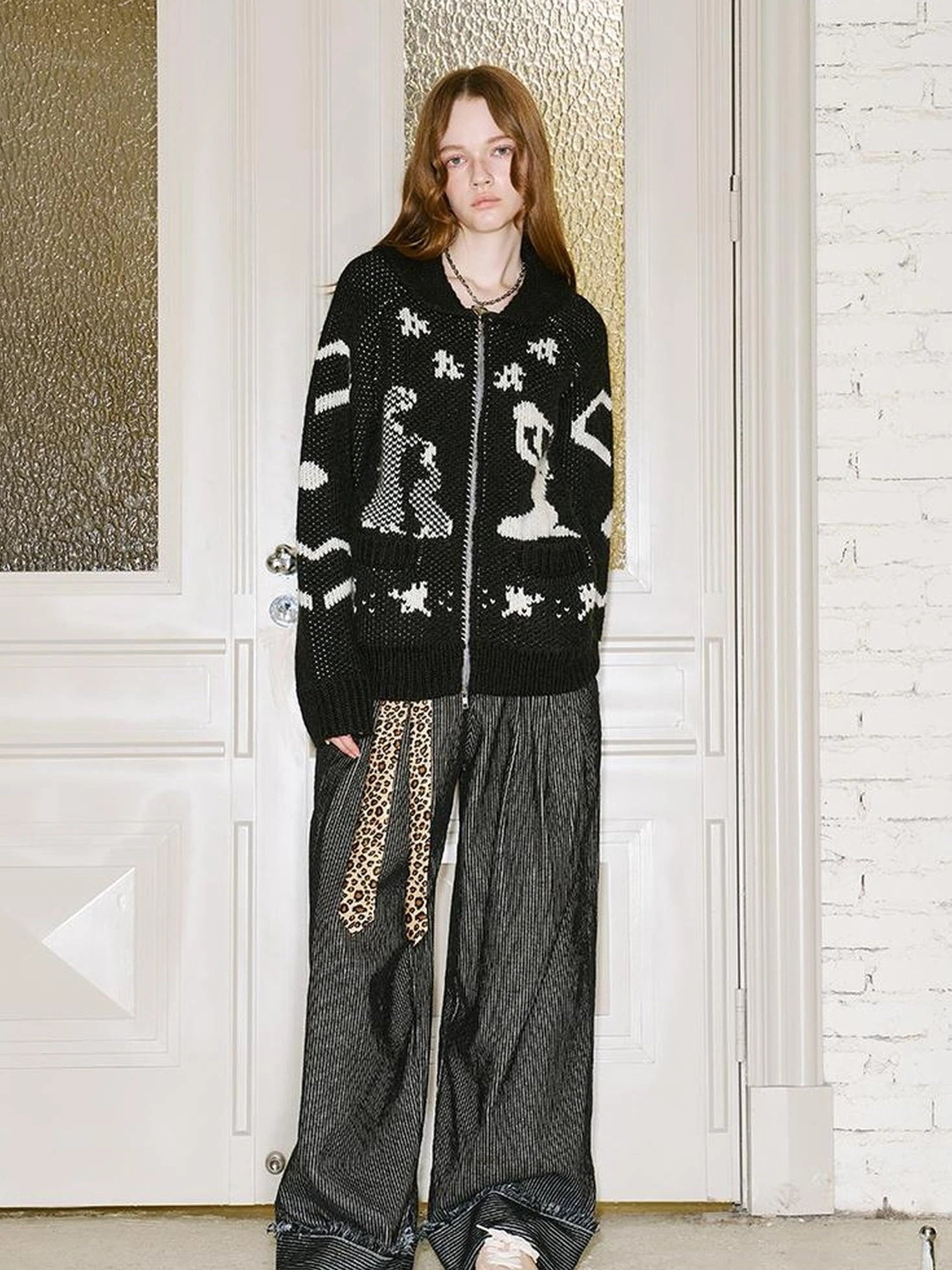 Retro Striped Corduroy Pants Relaxed Straight Leg