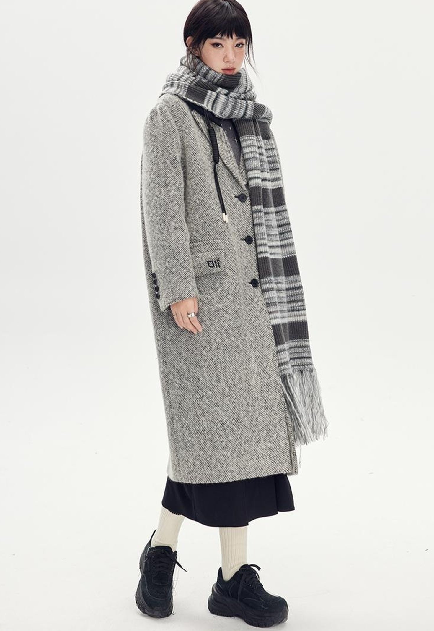 DIDDI MODA Retro Striped Knit Beanie Scarf Set