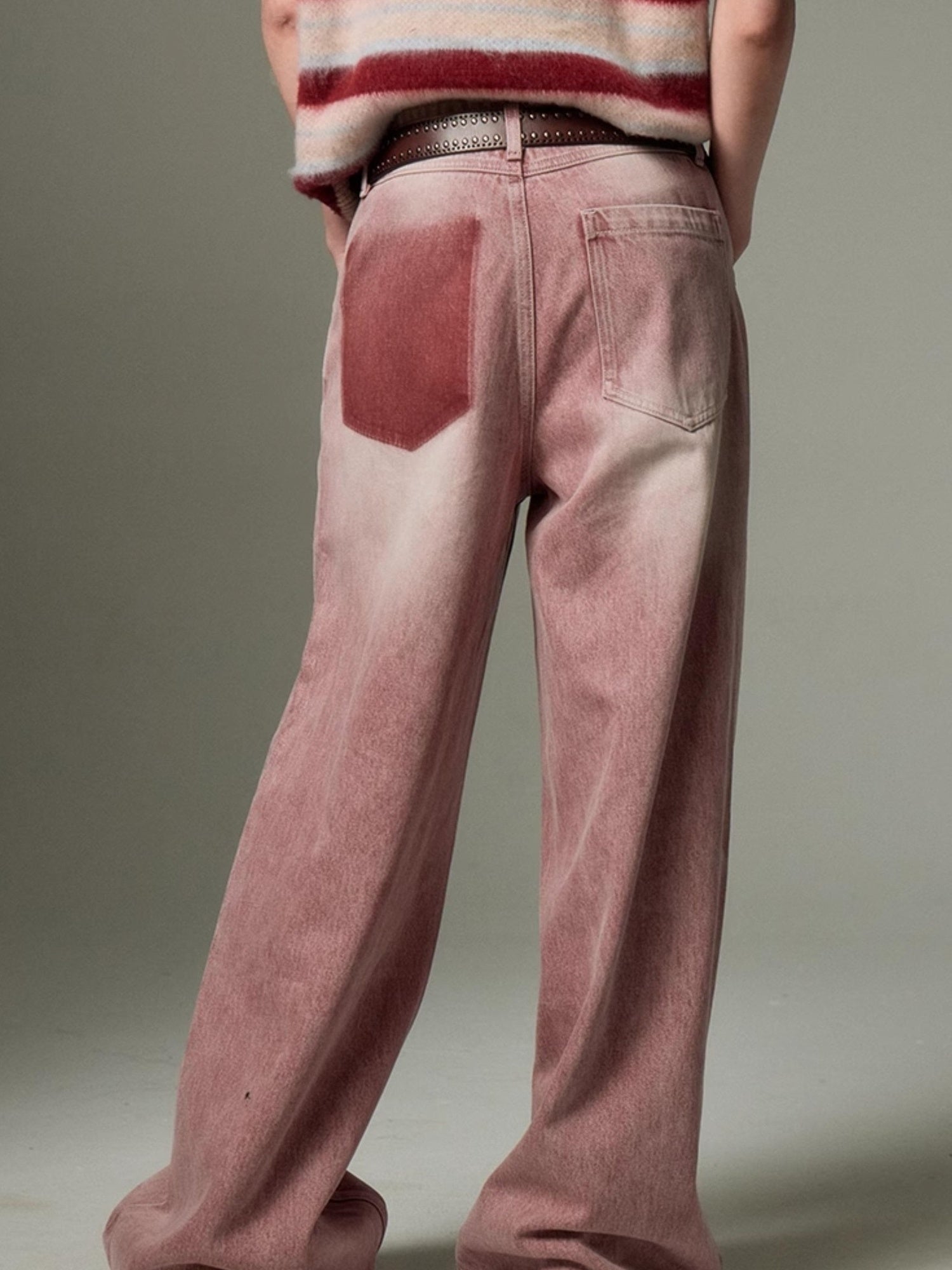 DIDDI MODA Retro Wide Leg Denim Jeans With Cat Whisker Wash