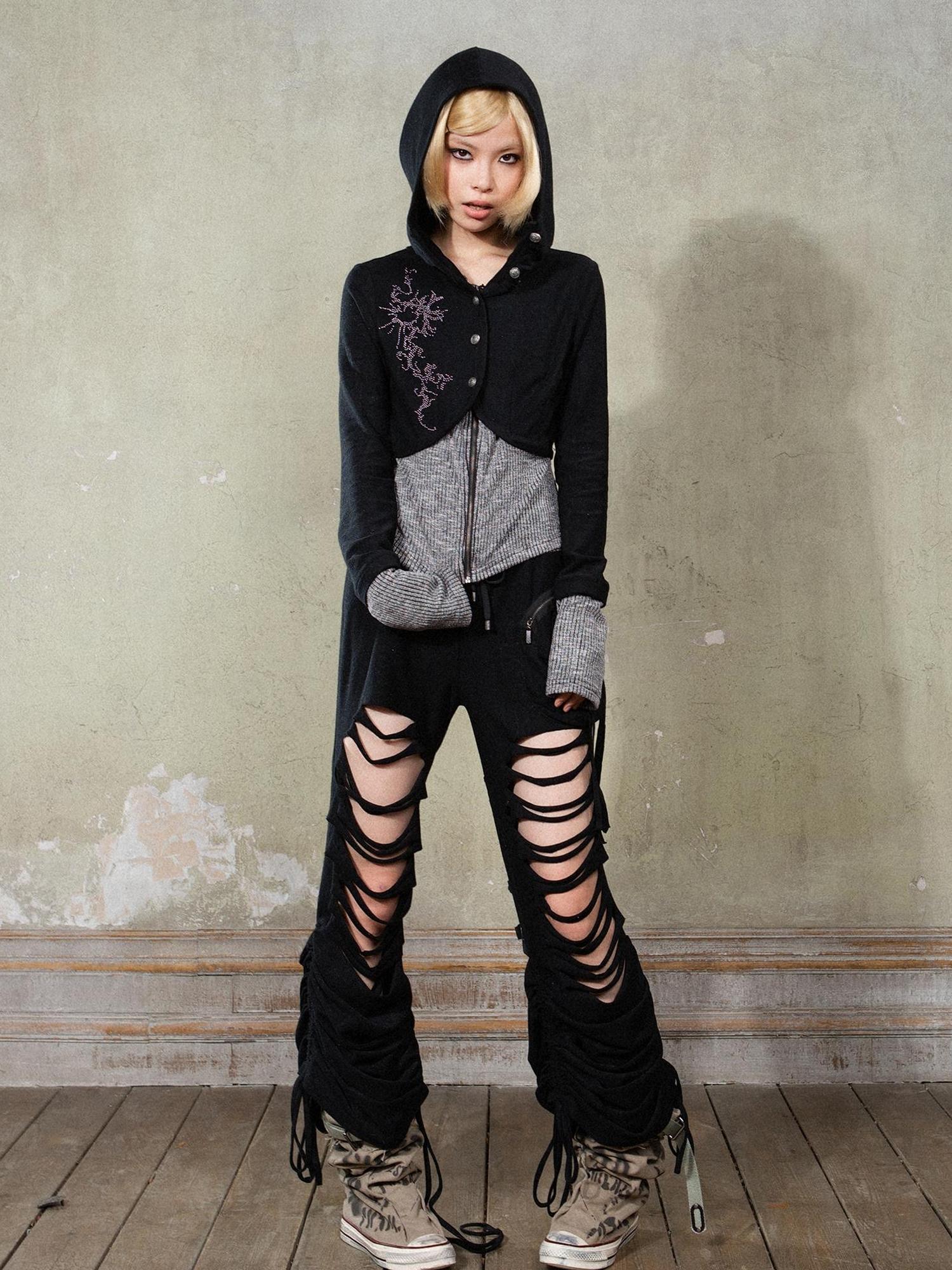 Retro Y2K Punk Knit Cropped Jacket