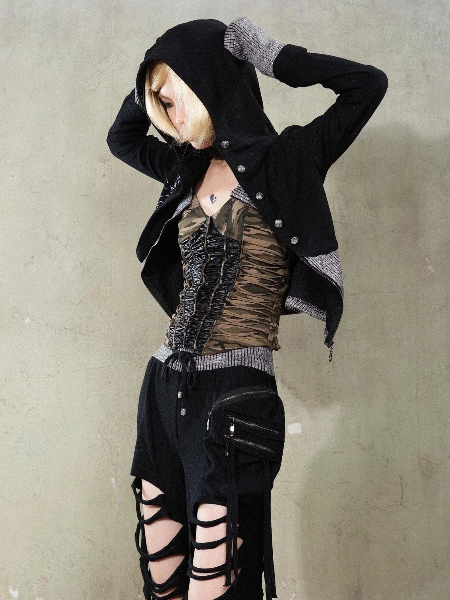Retro Y2K Punk Knit Cropped Jacket