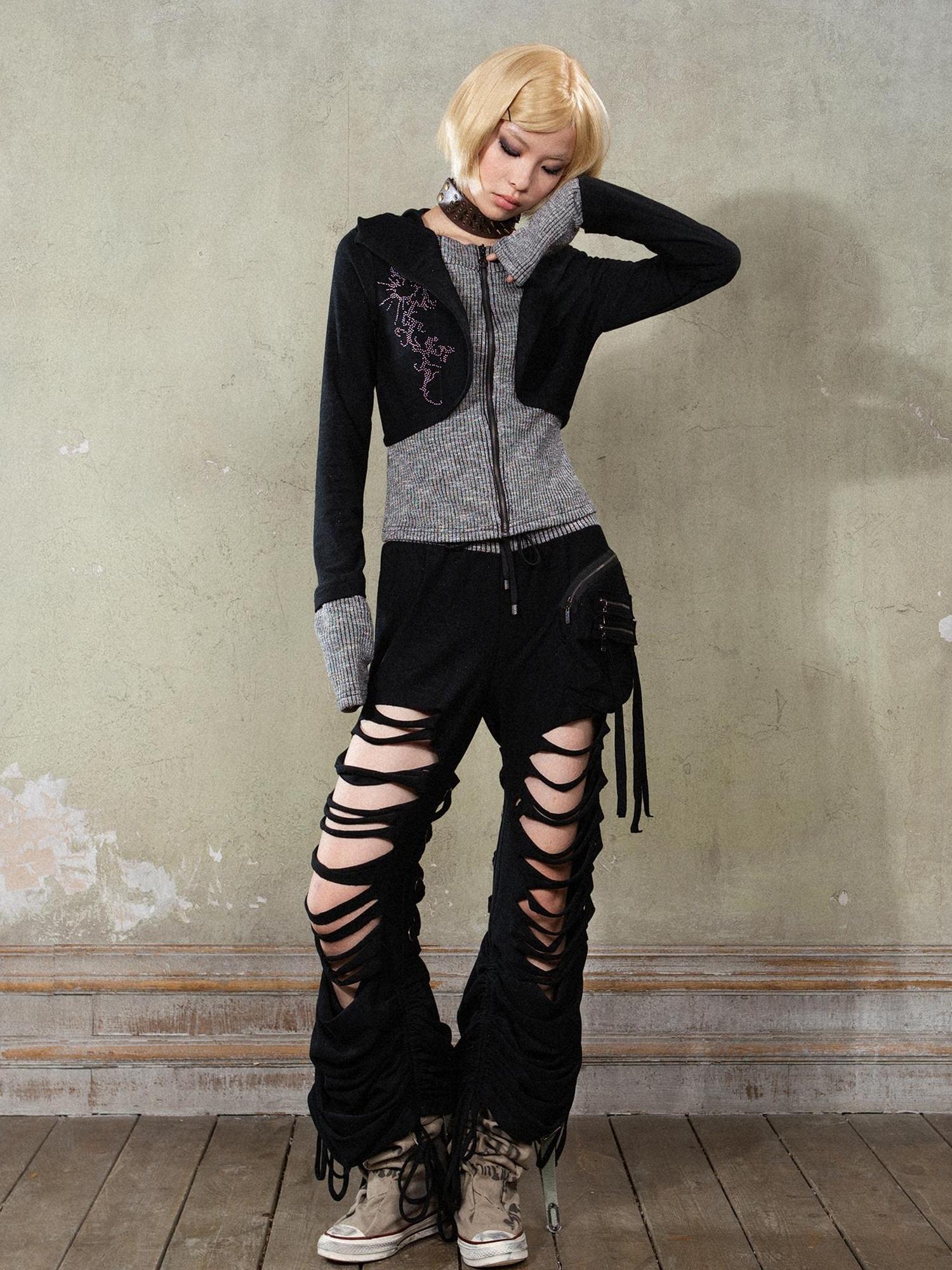 Retro Y2K Punk Knit Cropped Jacket
