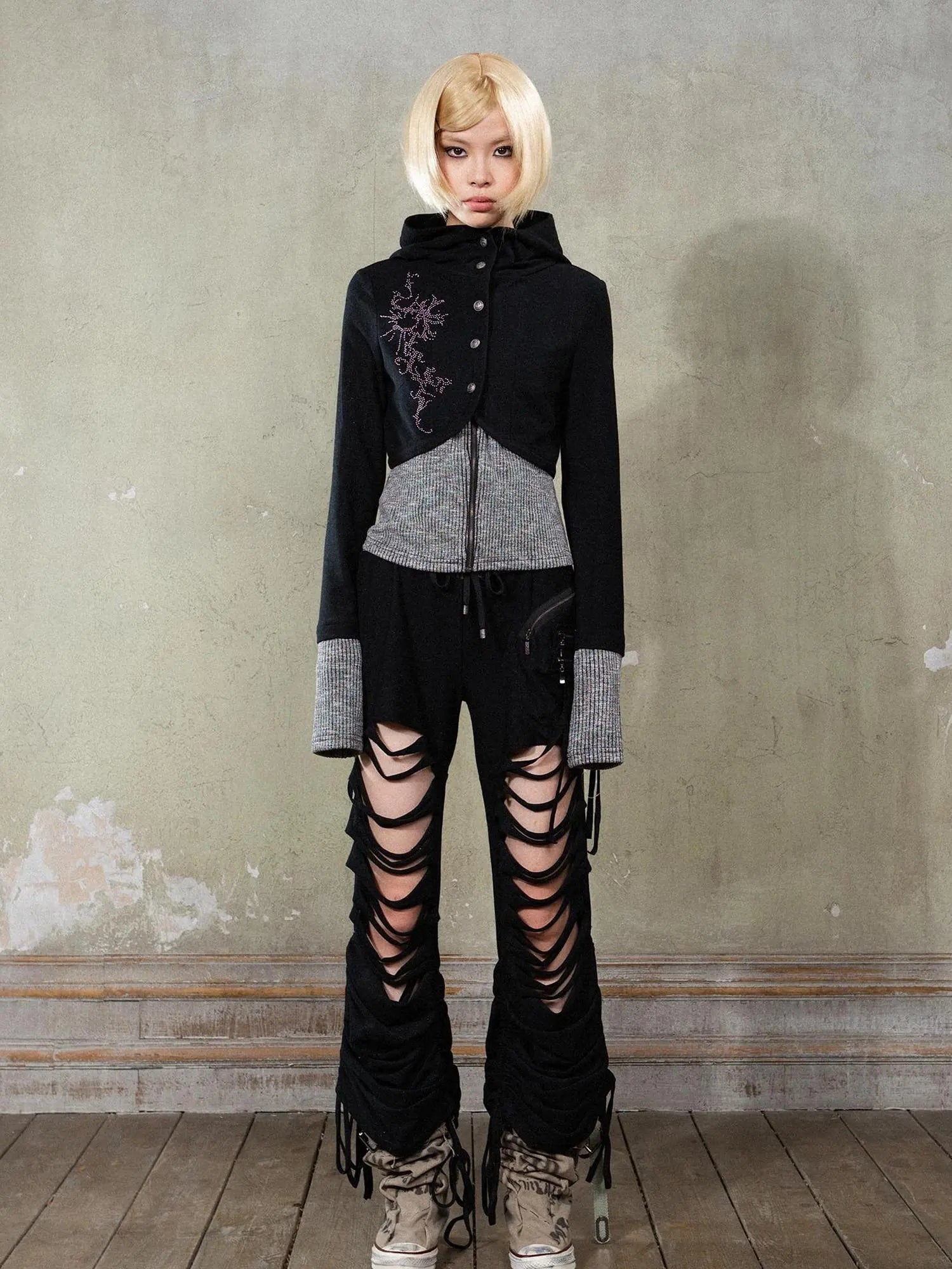 Retro Y2K Punk Knit Cropped Jacket