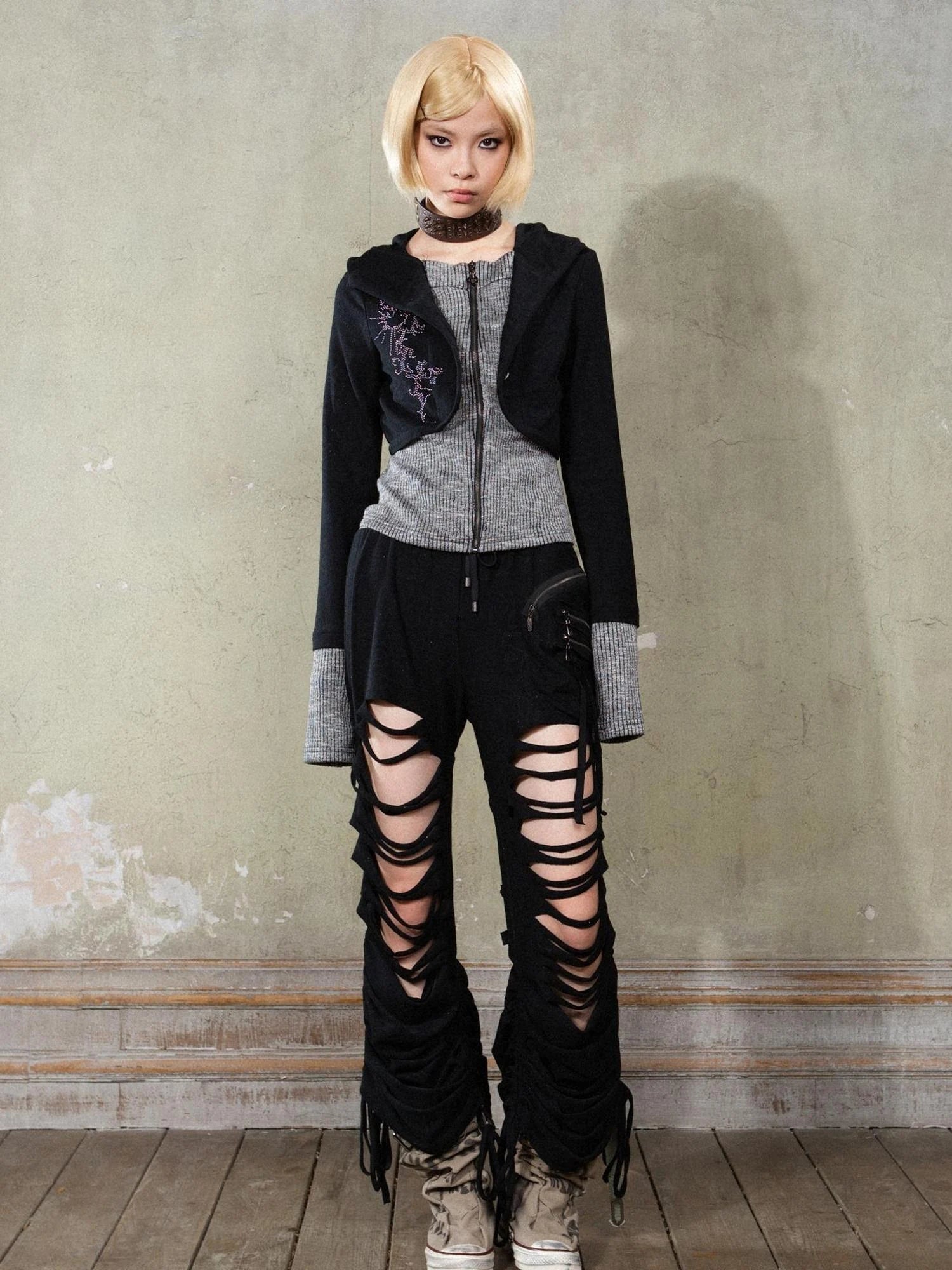 Retro Y2K Punk Knit Cropped Jacket
