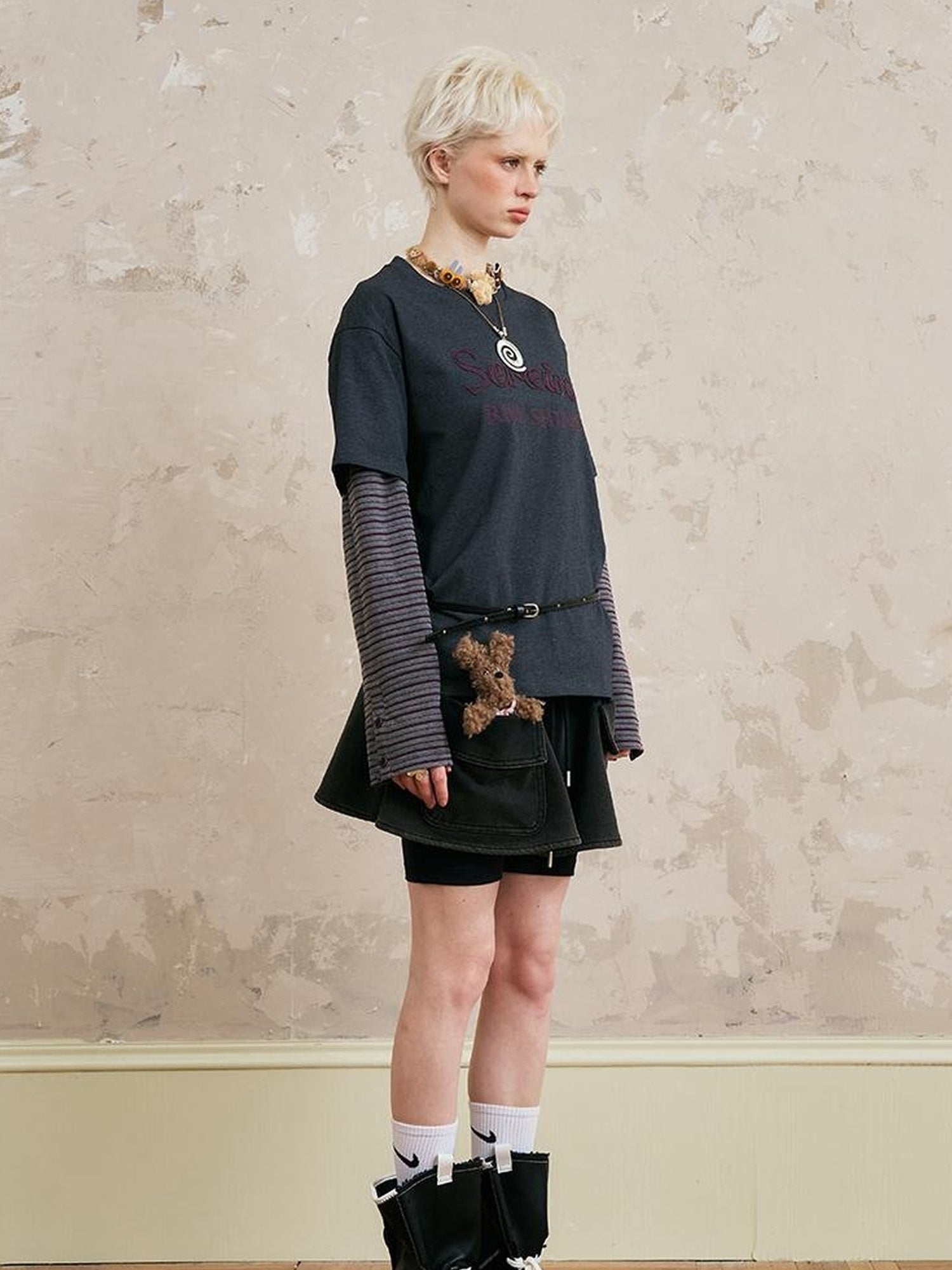 DIDDI MODA Rise Shine Layered Embroidered Cotton Tee