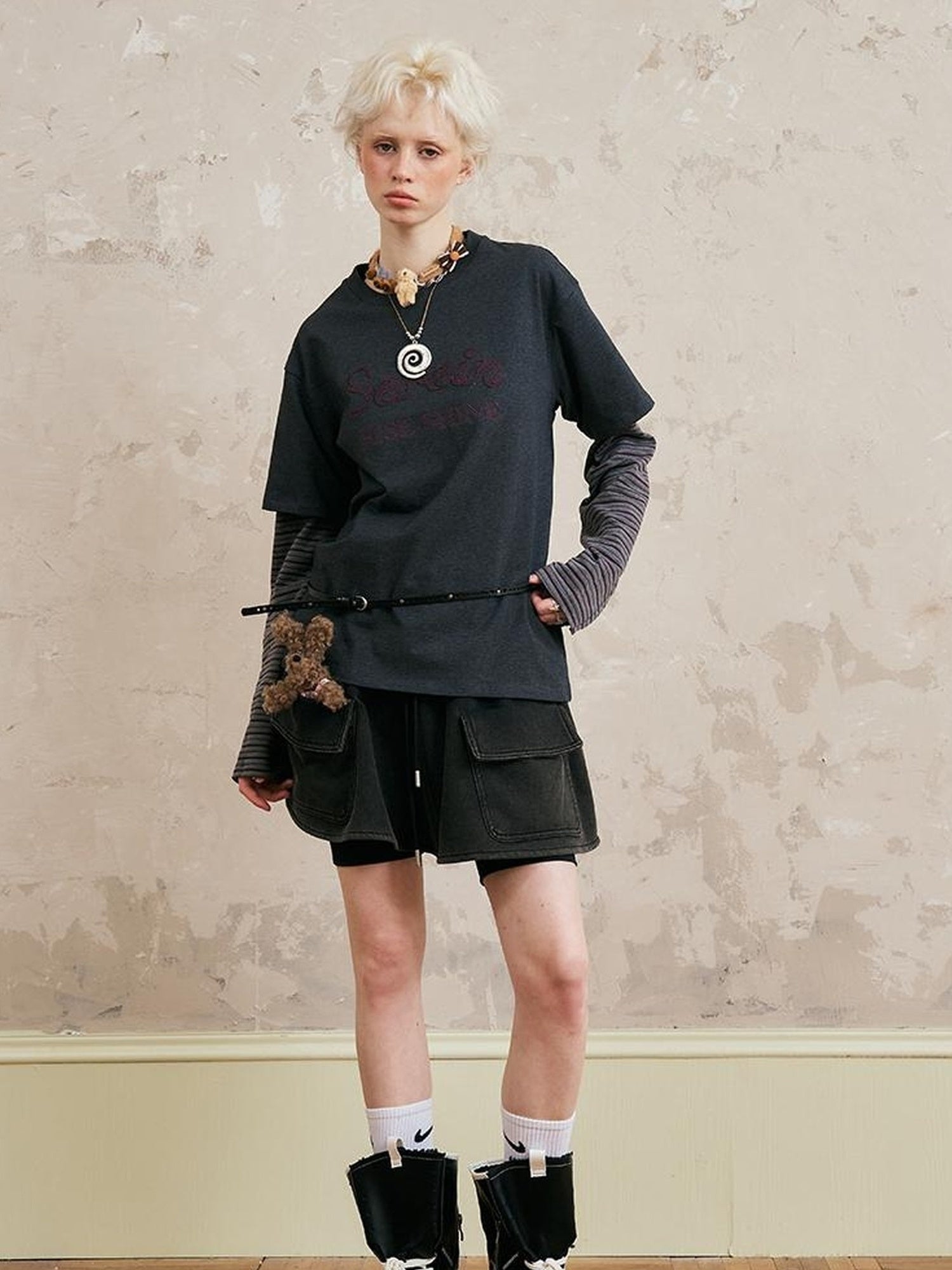 DIDDI MODA Rise Shine Layered Embroidered Cotton Tee