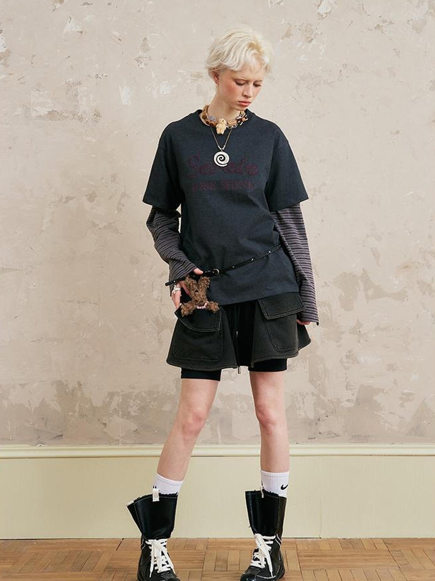 DIDDI MODA Rise Shine Layered Embroidered Cotton Tee