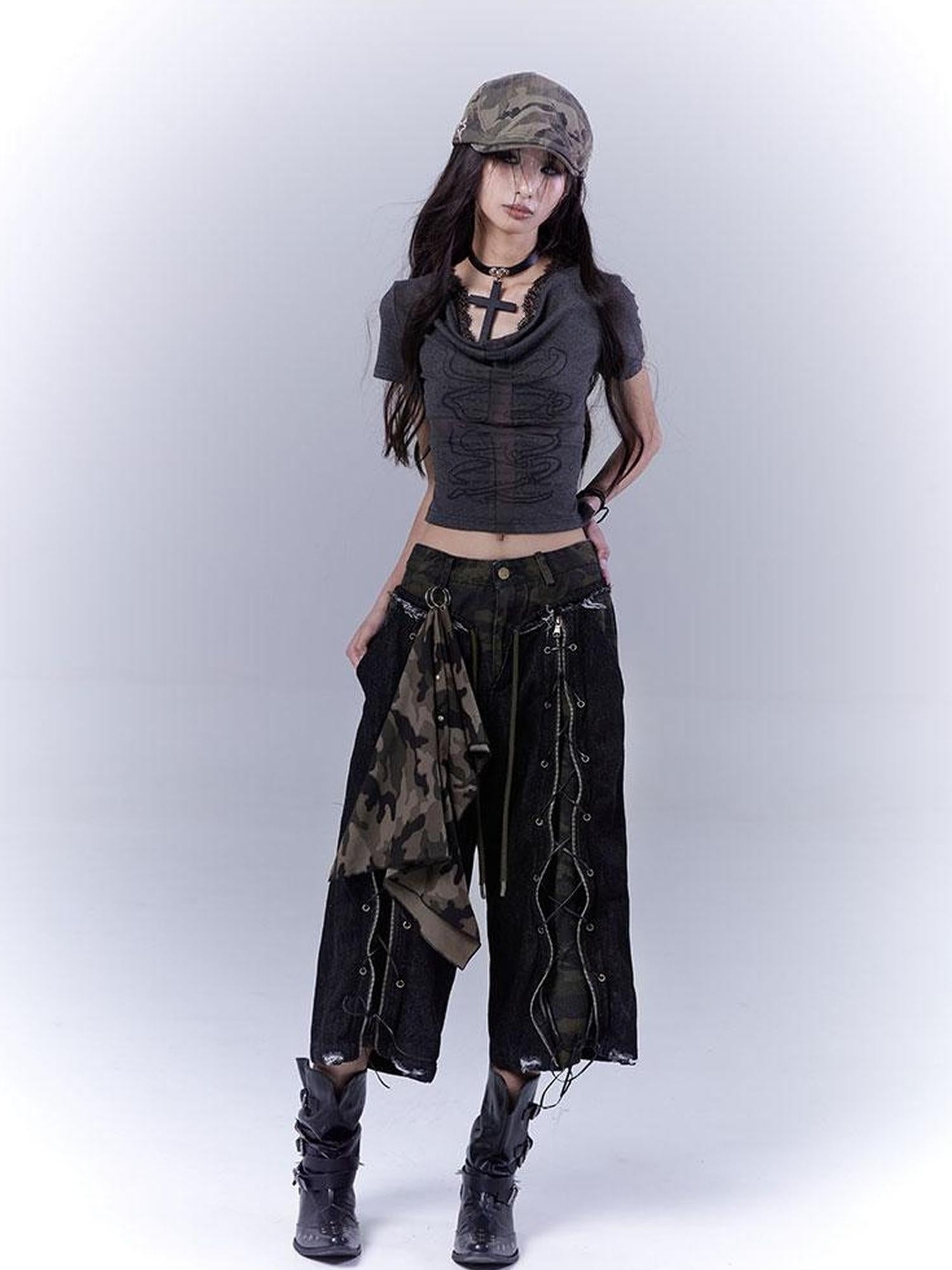 WSW WUSHENWU Rock Camo Sexy Utility Shorts Original Design