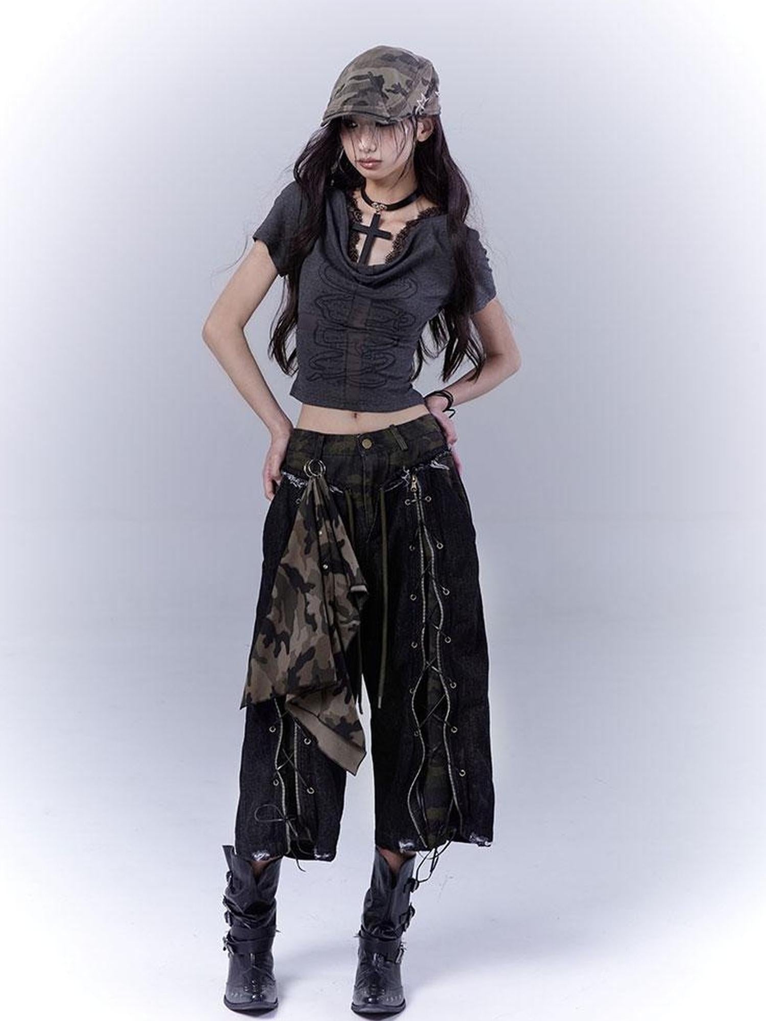 WSW WUSHENWU Rock Camo Sexy Utility Shorts Original Design