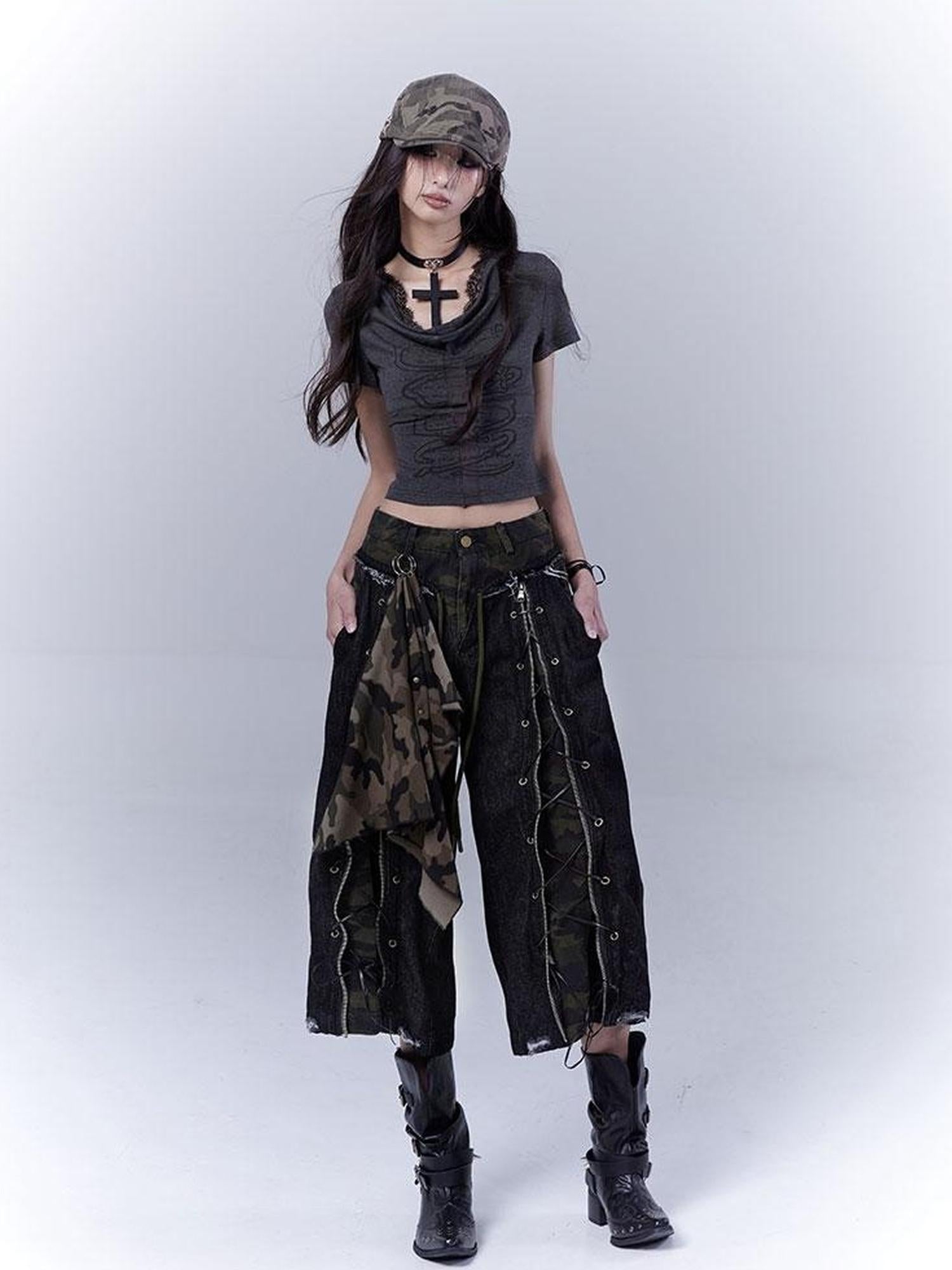 WSW WUSHENWU Rock Camo Sexy Utility Shorts Original Design