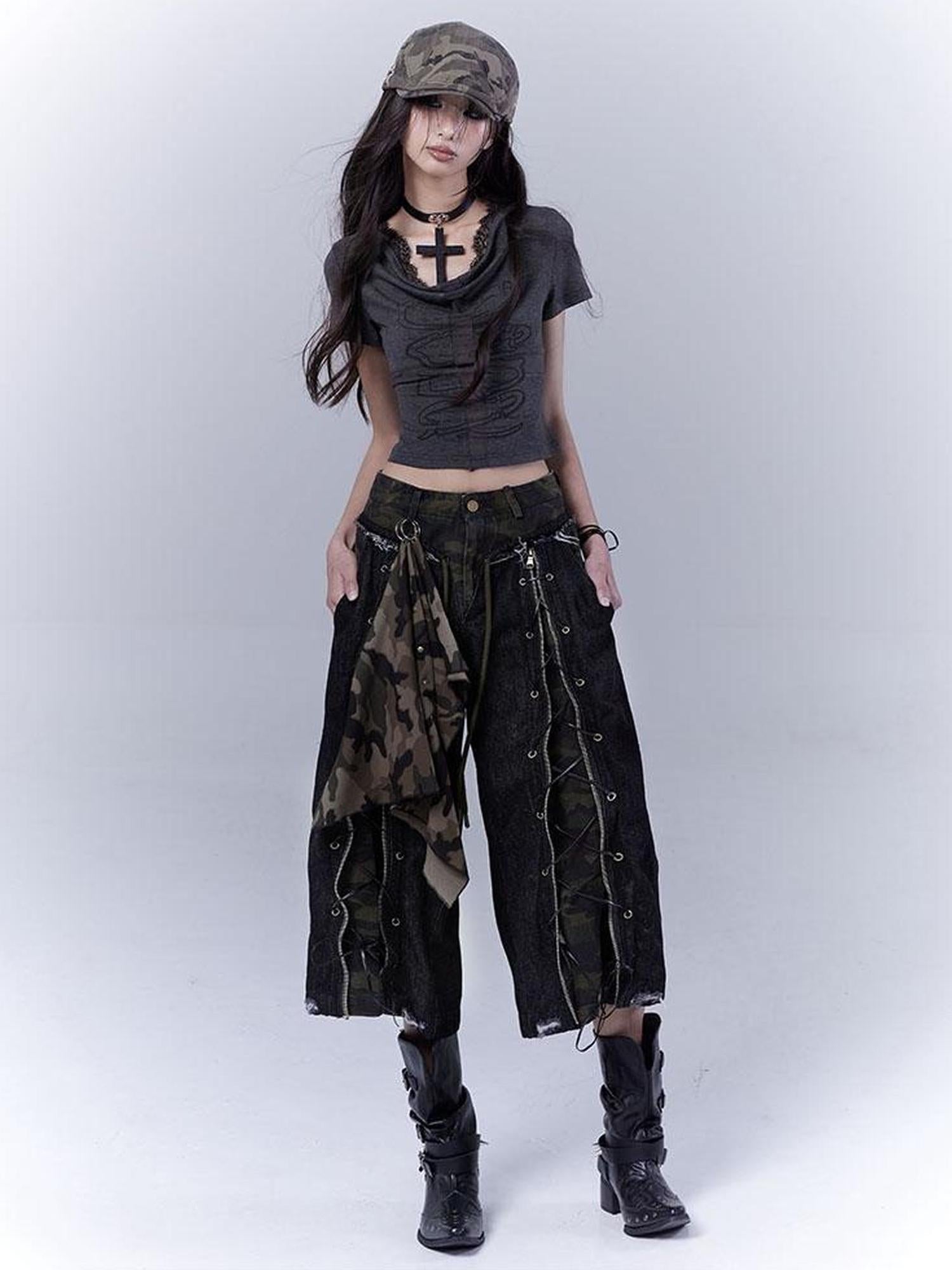 WSW WUSHENWU Rock Camo Sexy Utility Shorts Original Design