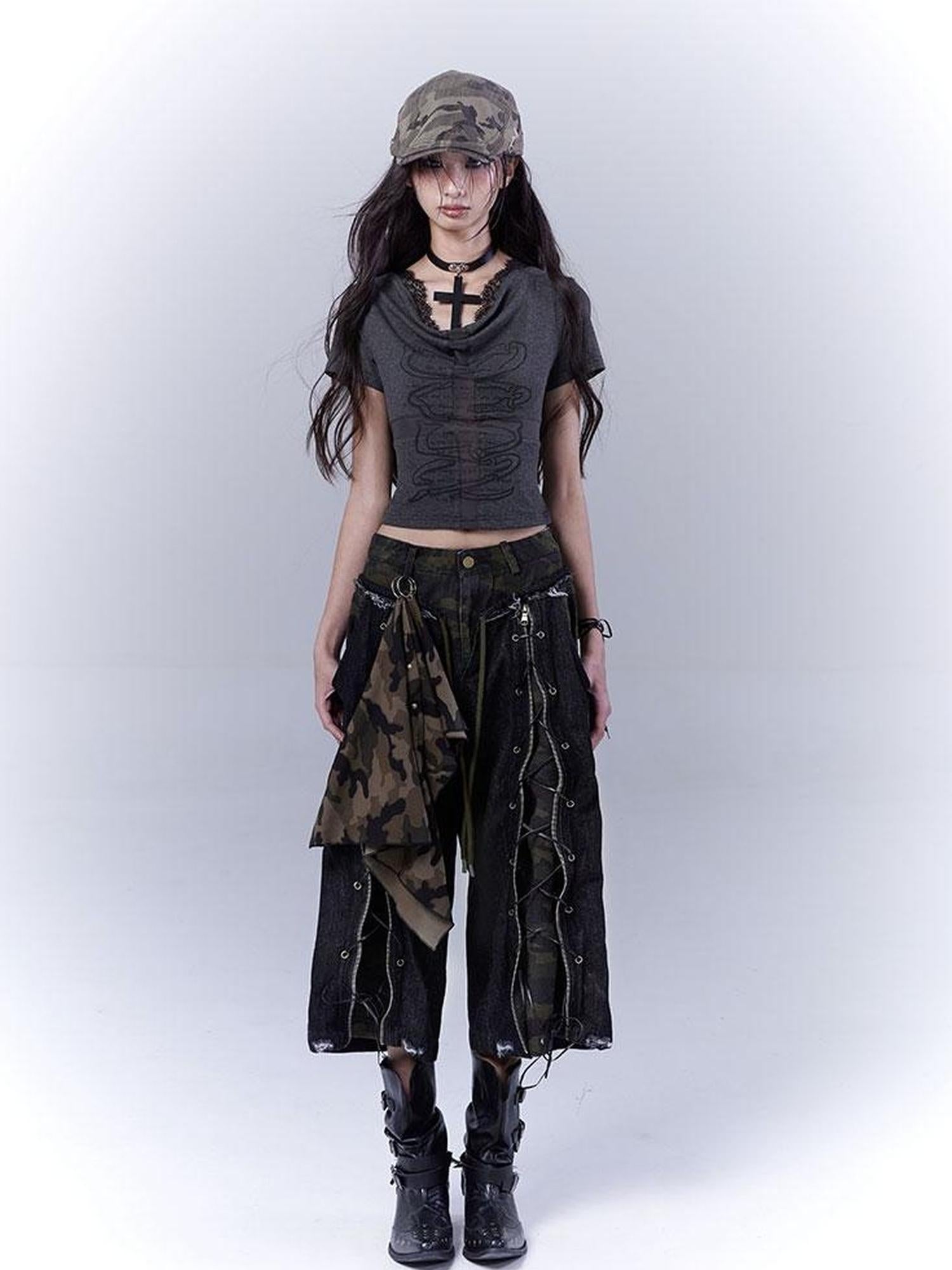 WSW WUSHENWU Rock Camo Sexy Utility Shorts Original Design