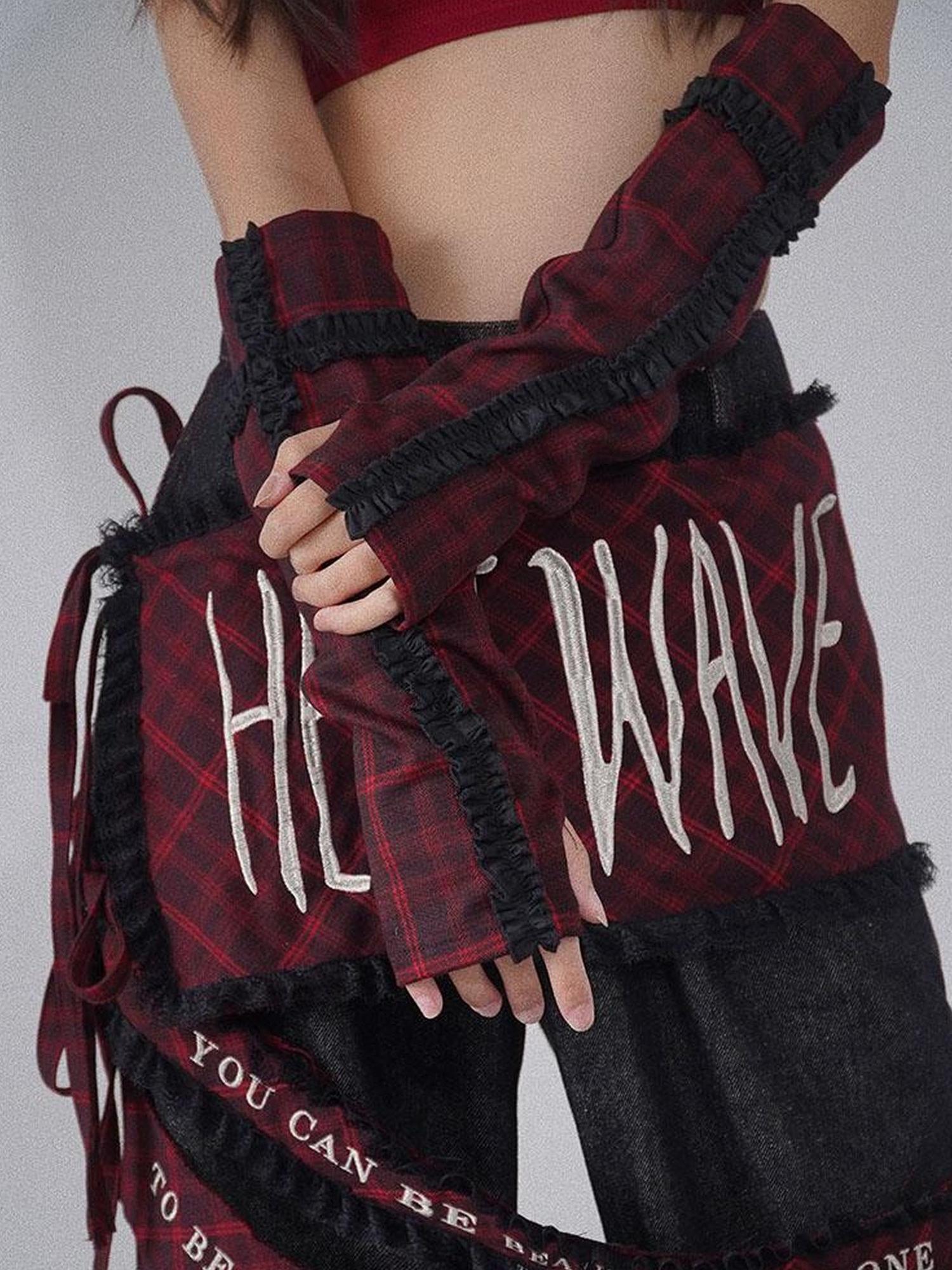 WSW WUSHENWU Rock Chic Red Black Plaid Sleeveless Top