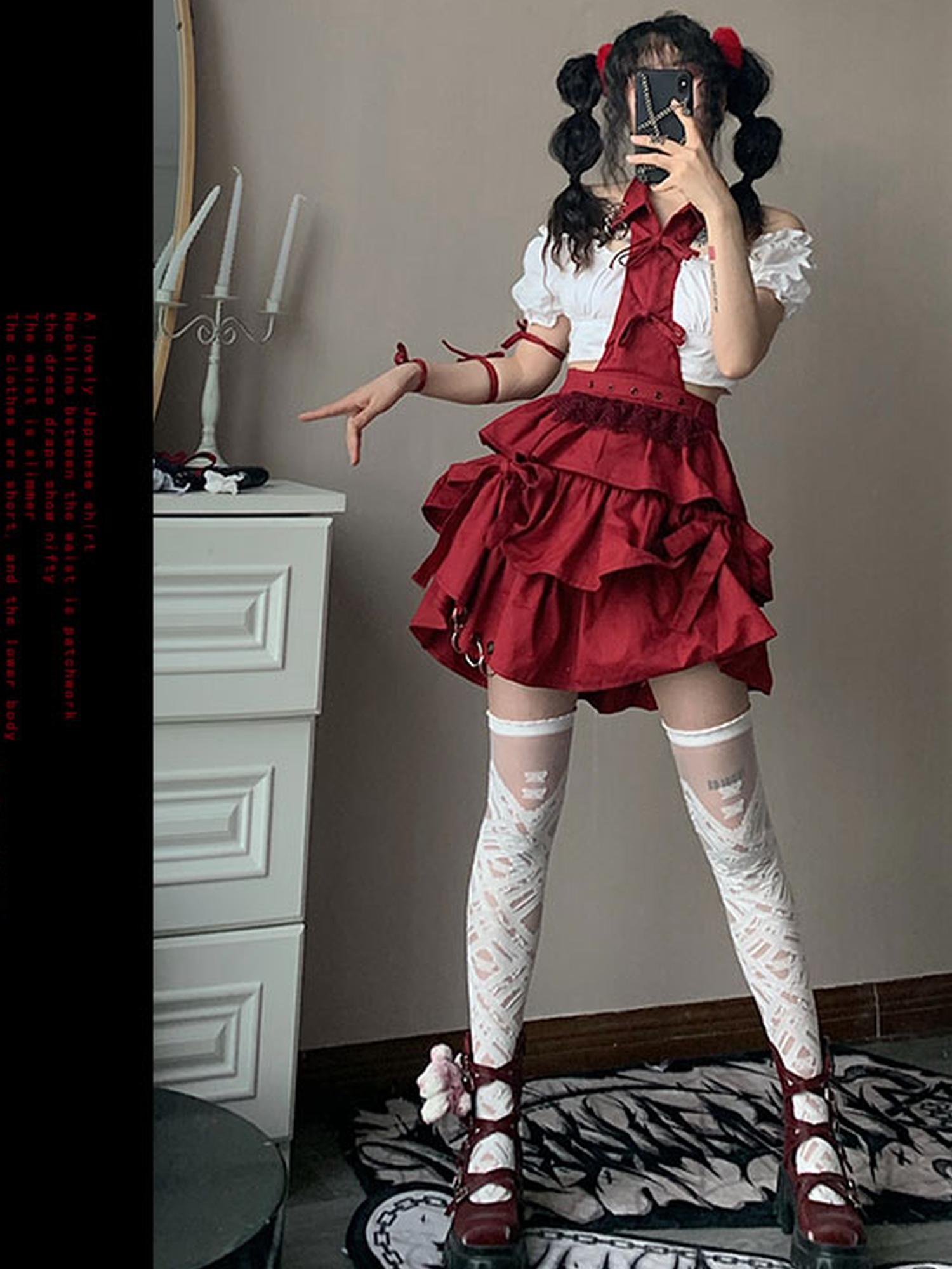 WSW WUSHENWU Rock Sweetie Spicy Ruffled Cake Dress