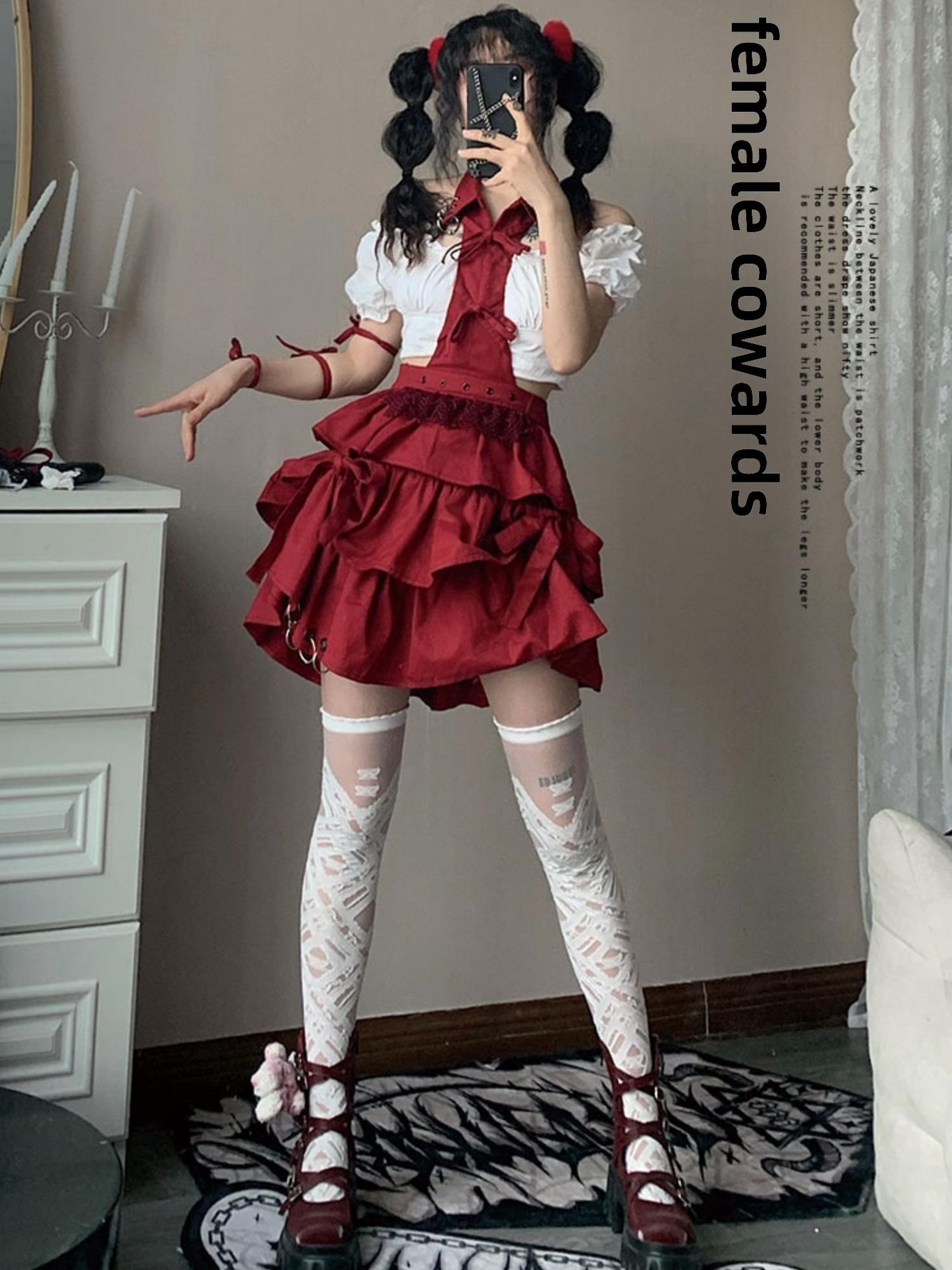 WSW WUSHENWU Rock Sweetie Spicy Ruffled Cake Dress
