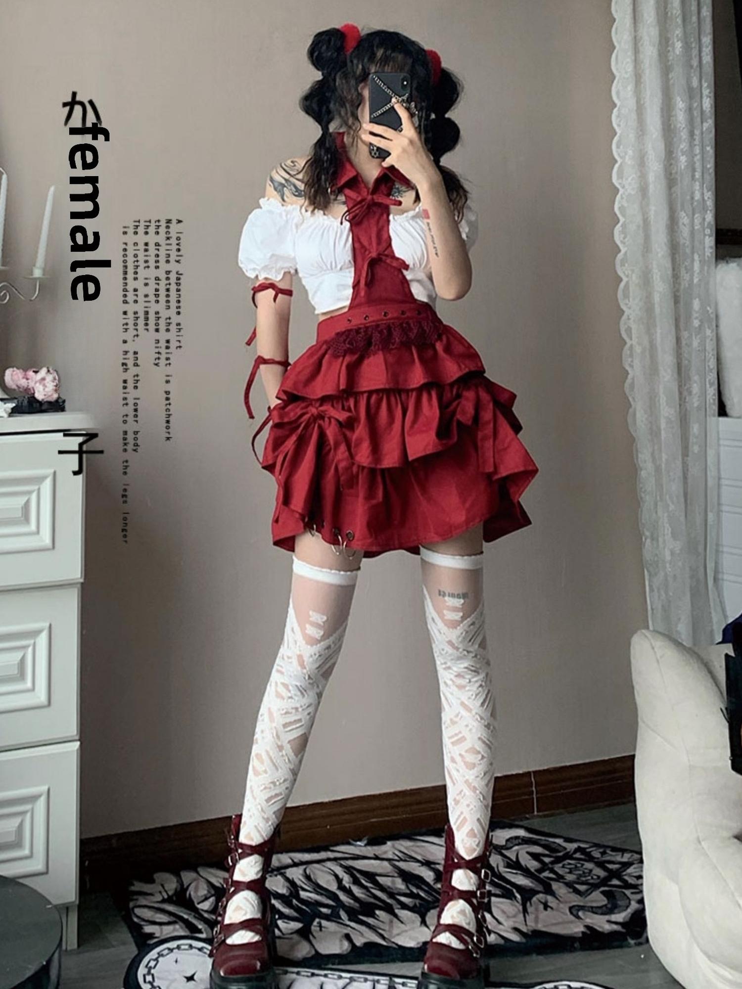 WSW WUSHENWU Rock Sweetie Spicy Ruffled Cake Dress