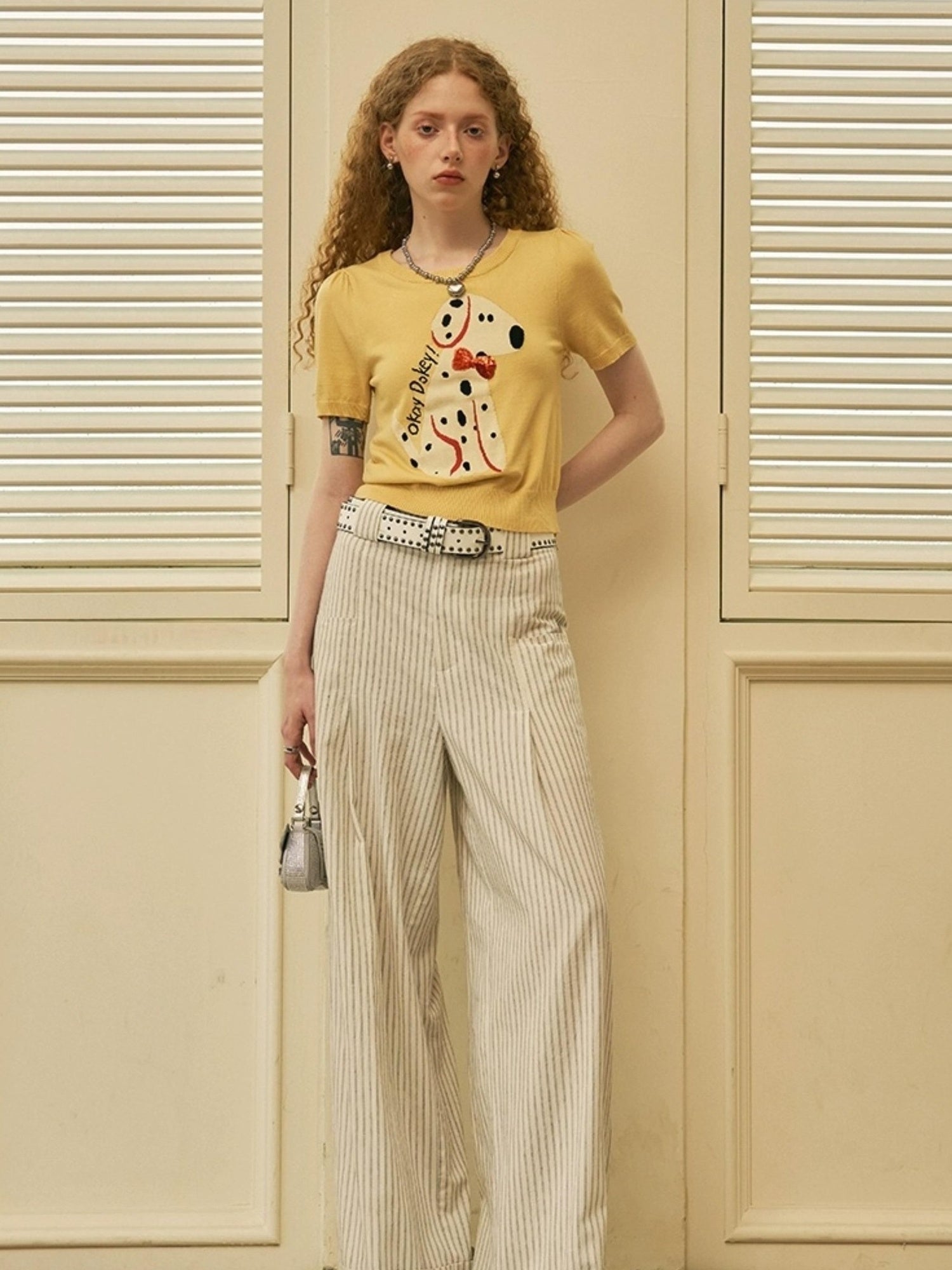 DIDDI MODA Roman Holiday Striped Wide Leg Cotton Pants