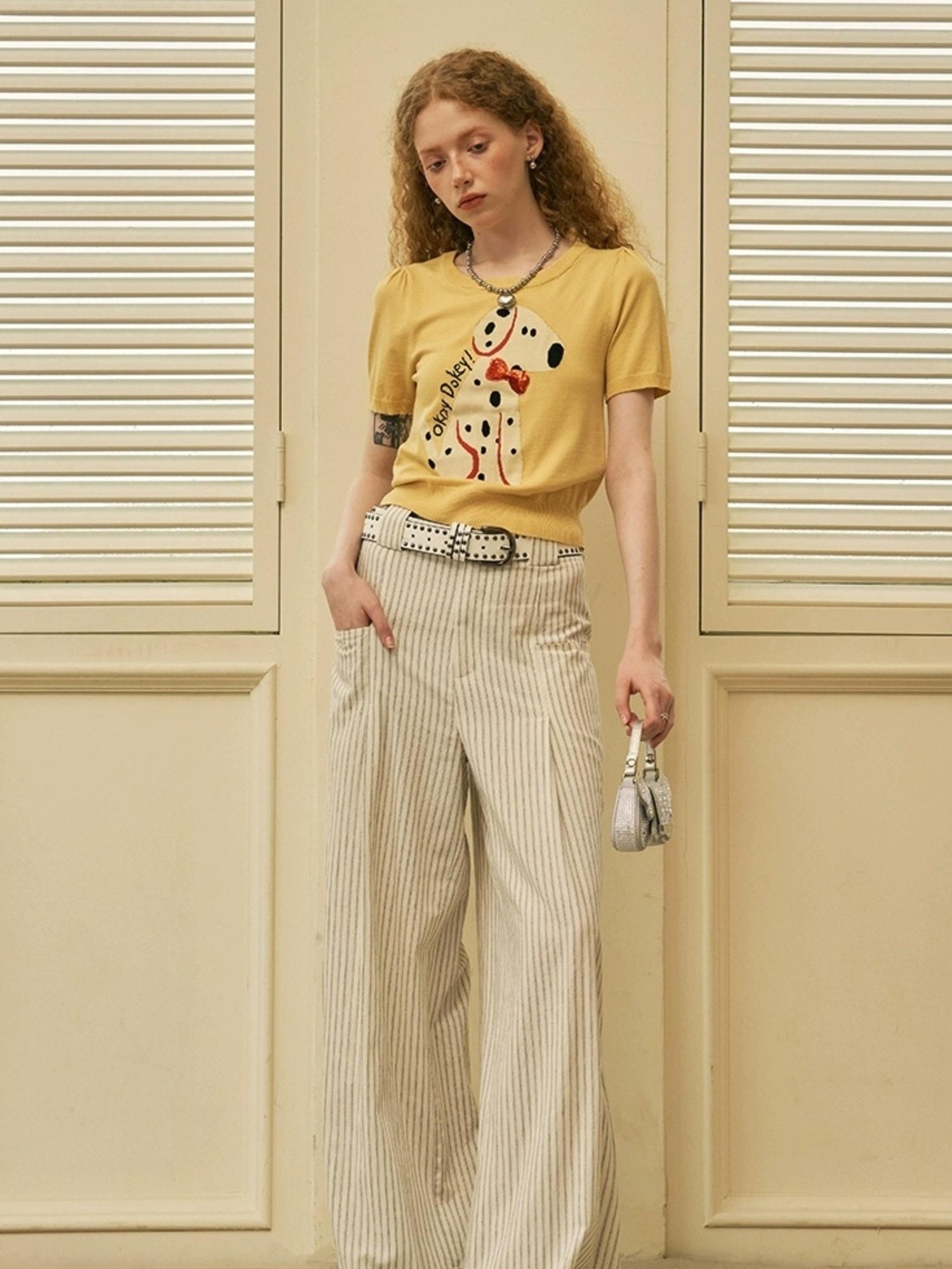 DIDDI MODA Roman Holiday Striped Wide Leg Cotton Pants