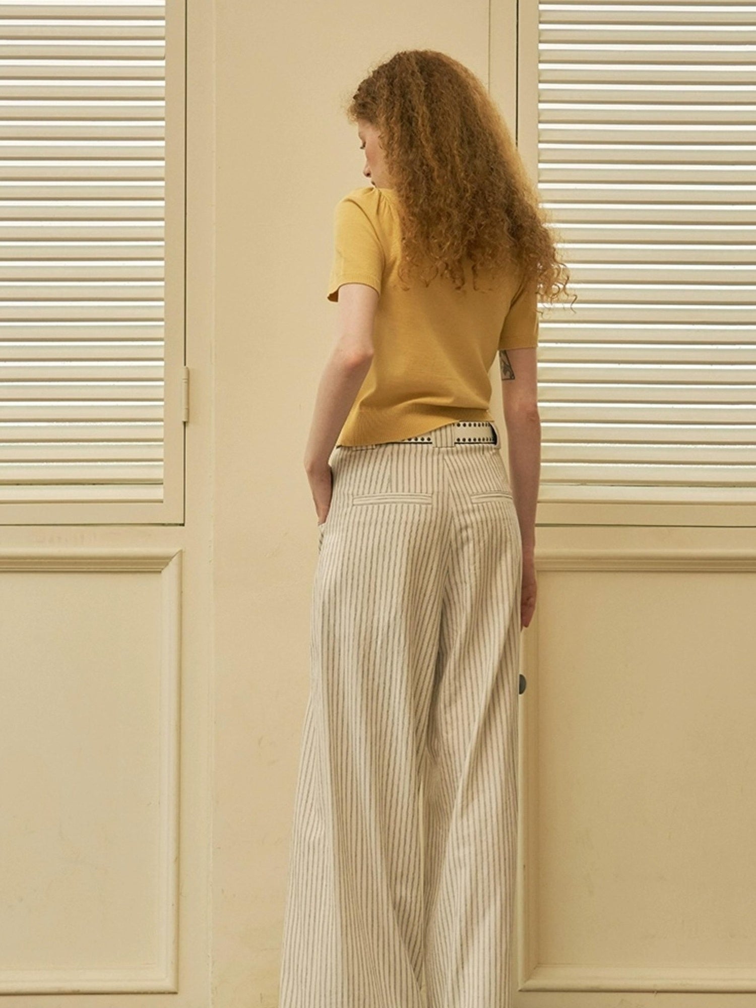 DIDDI MODA Roman Holiday Striped Wide Leg Cotton Pants