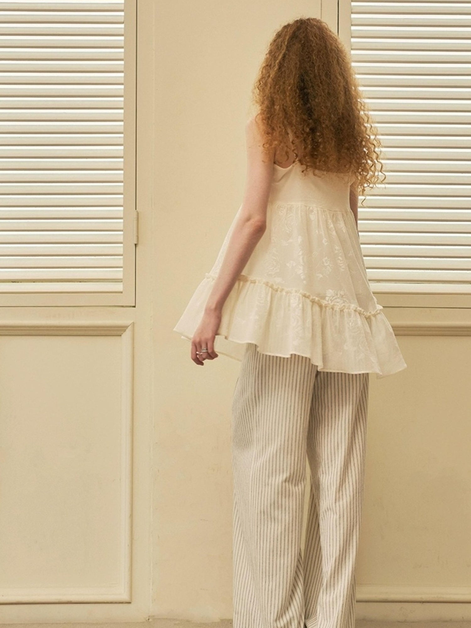 DIDDI MODA Roman Holiday Striped Wide Leg Cotton Pants