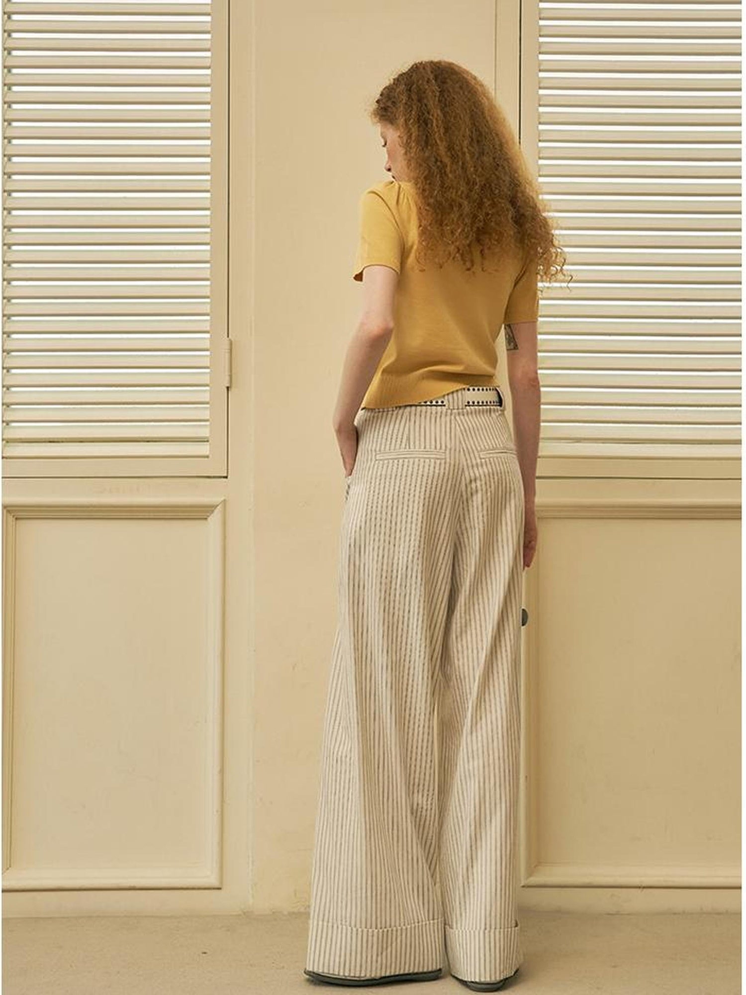 DIDDI MODA Roman Holiday Striped Wide Leg Cotton Pants