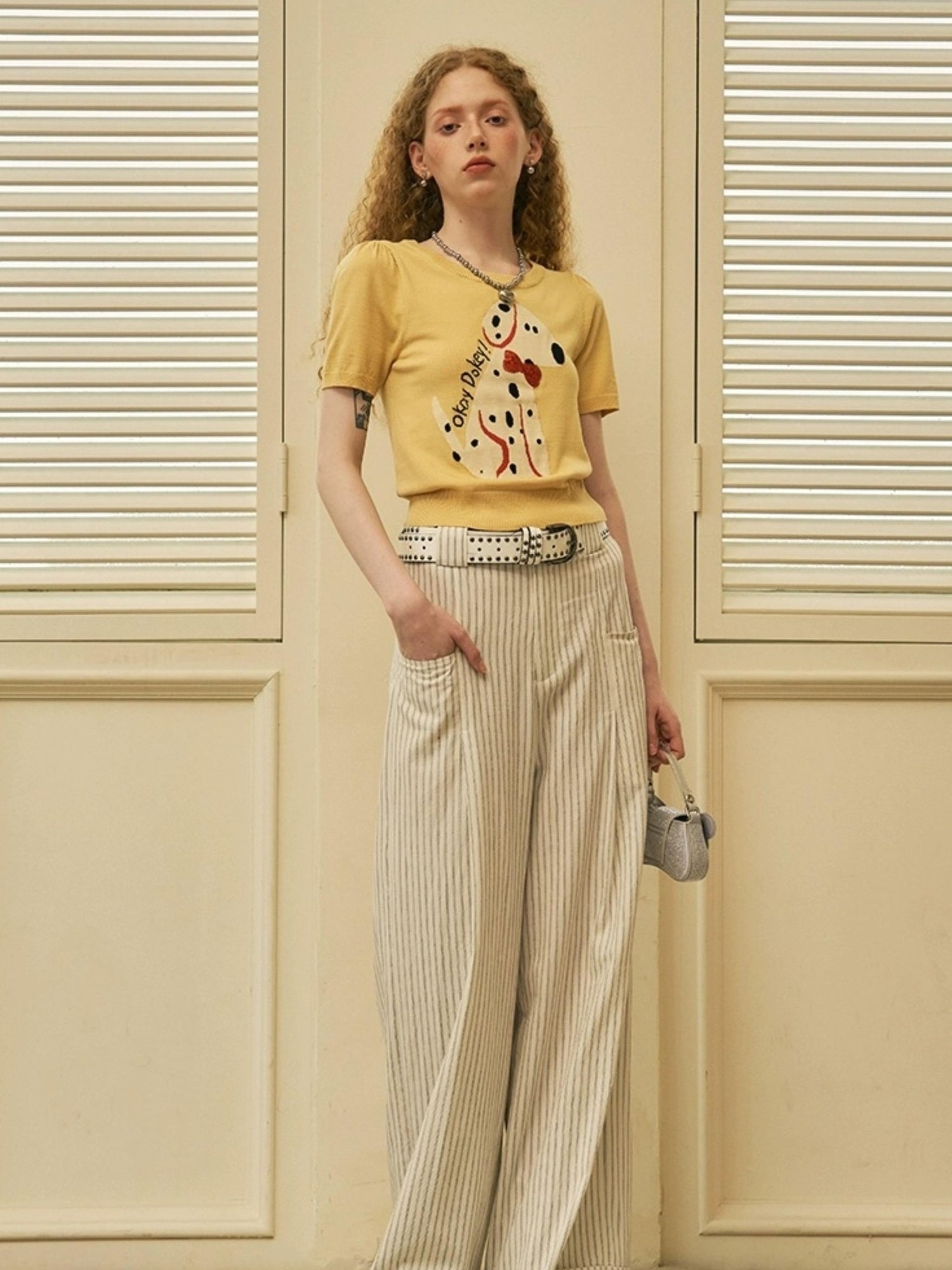 DIDDI MODA Roman Holiday Striped Wide Leg Cotton Pants