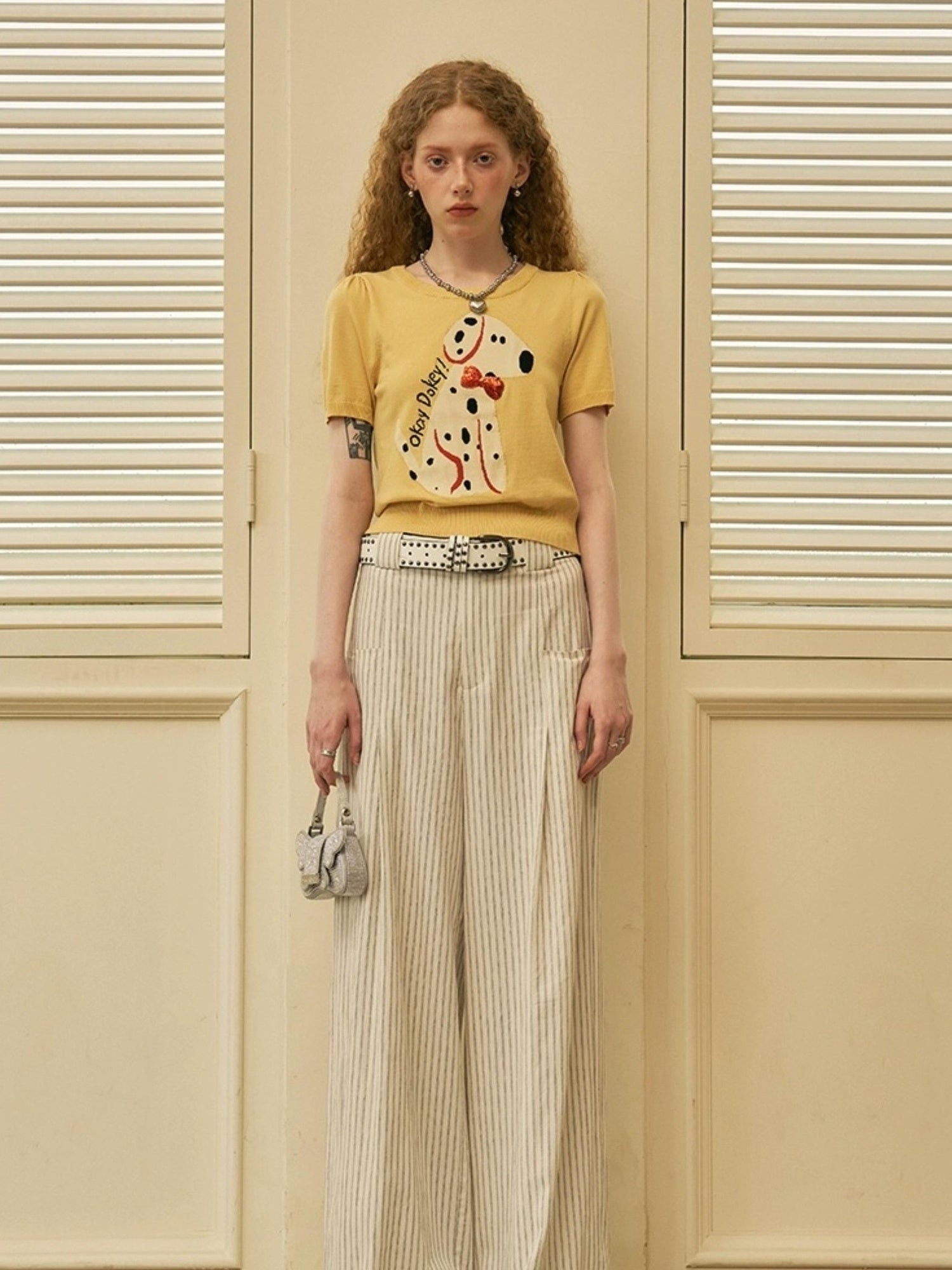 DIDDI MODA Roman Holiday Striped Wide Leg Cotton Pants