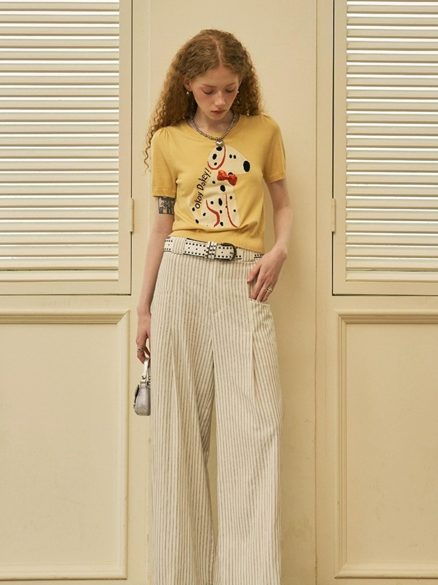 DIDDI MODA Roman Holiday Striped Wide Leg Cotton Pants