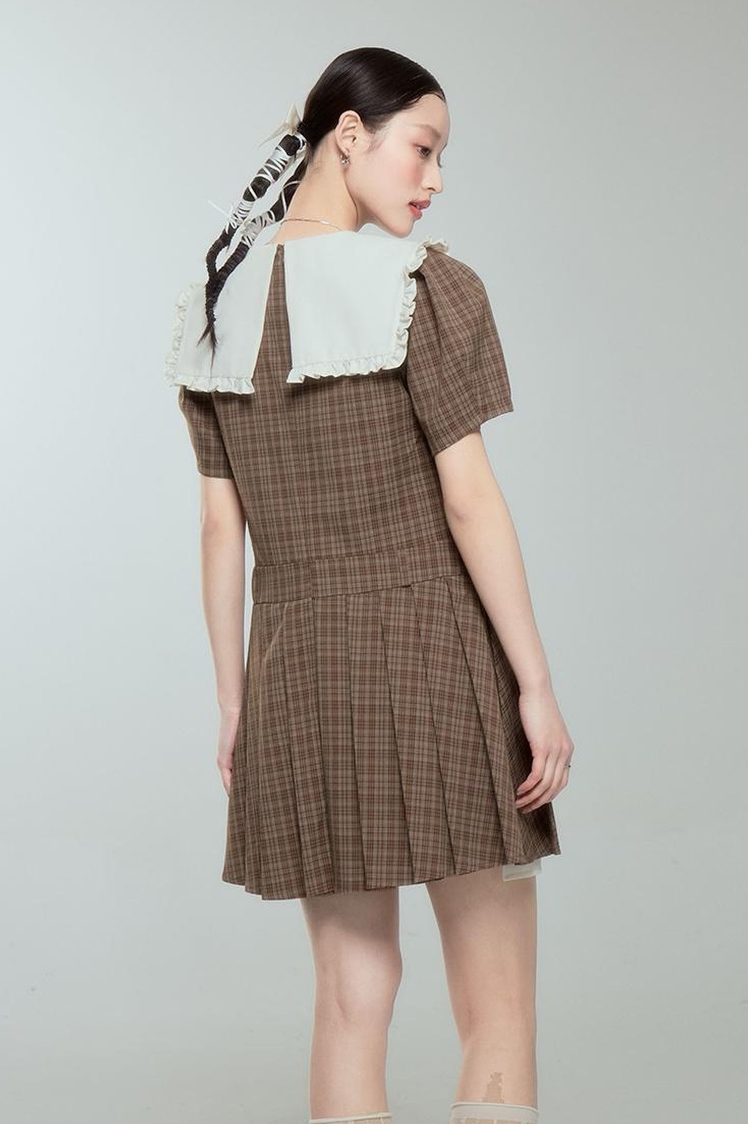 DIDDI MODA Romantic Lace Peter Pan Collar Summer Waist Defining Mini Dress