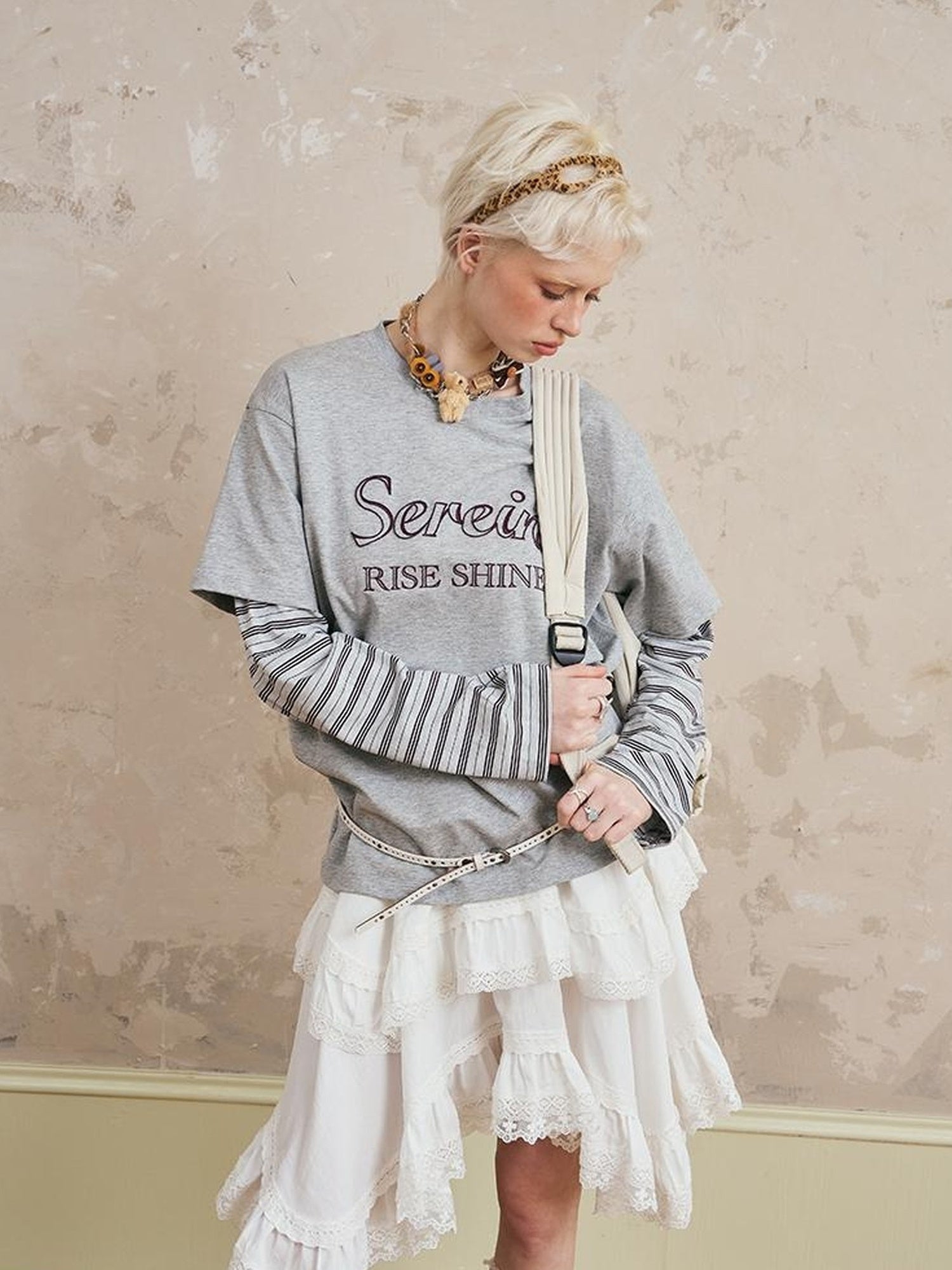 DIDDI MODA Romantic Lace Tiered Asymmetrical Midi Skirt