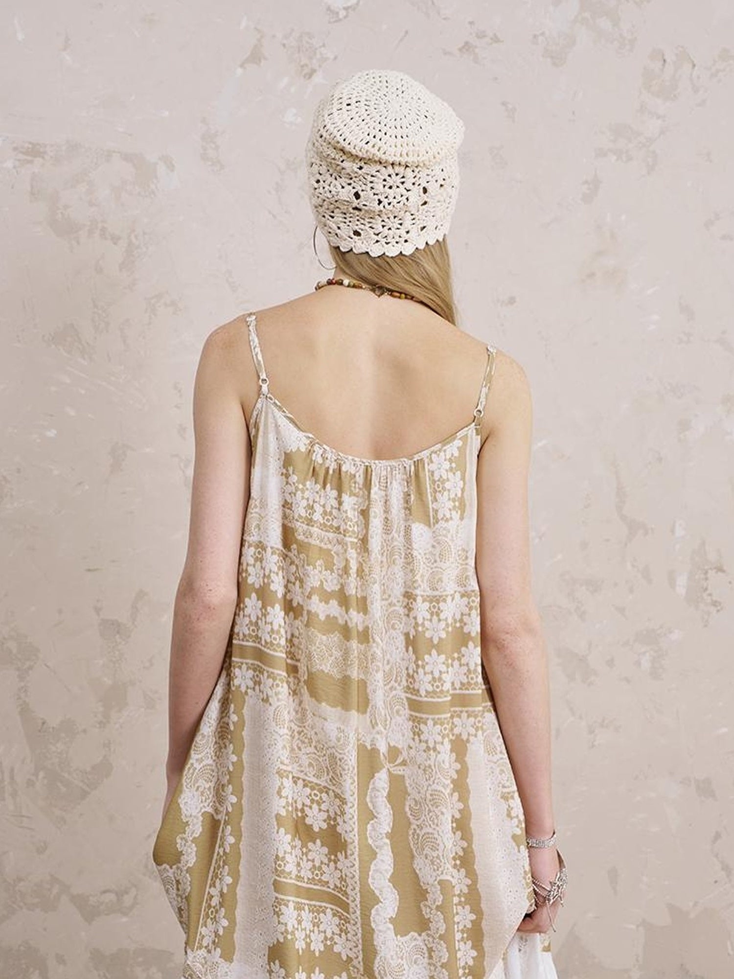 DIDDI MODA Romantic Lace Trim Floral Embroidery A Line Summer Dress