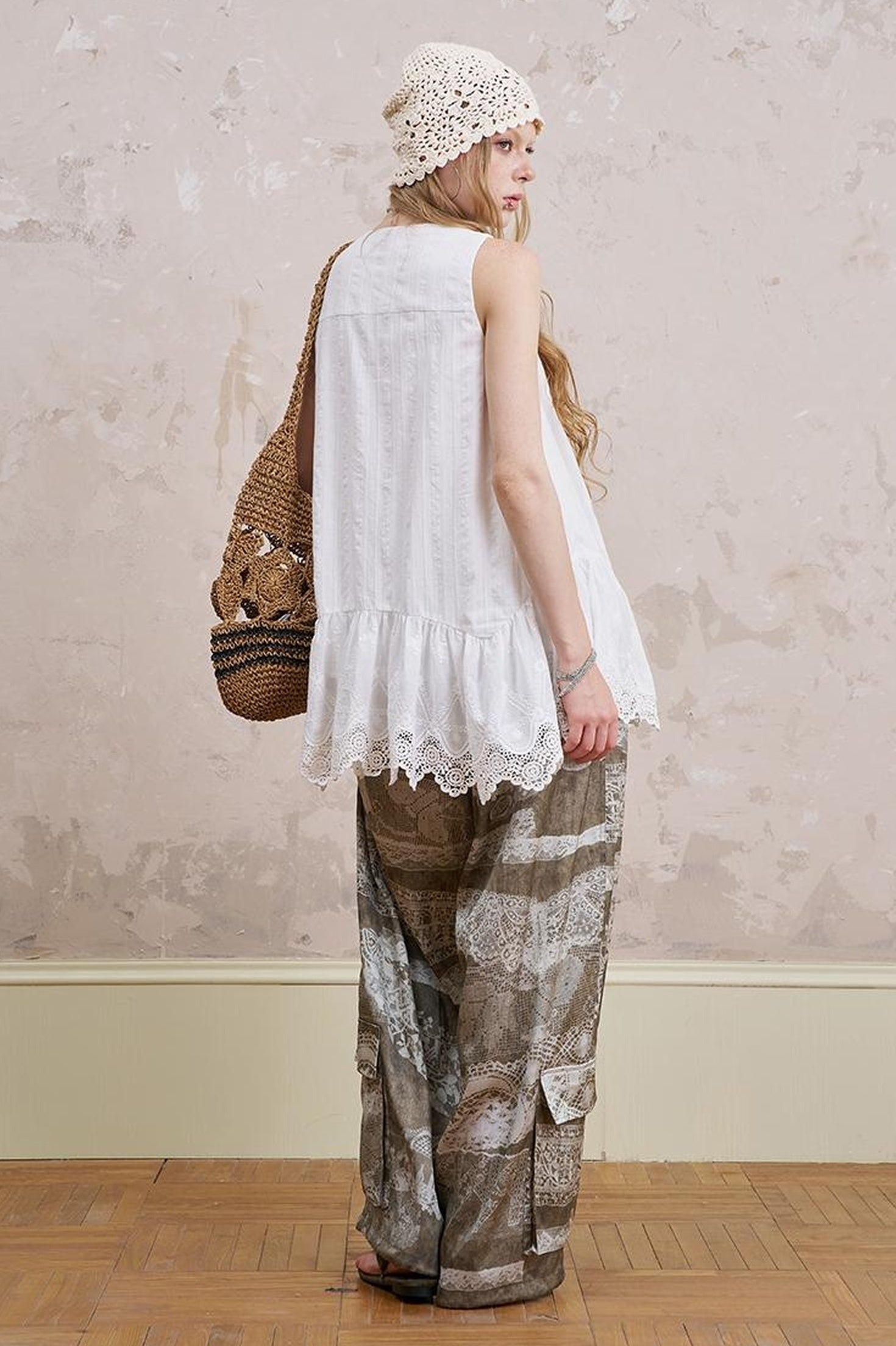 DIDDI MODA Romantic Minimalist Cotton Embroidered Beaded Sundress