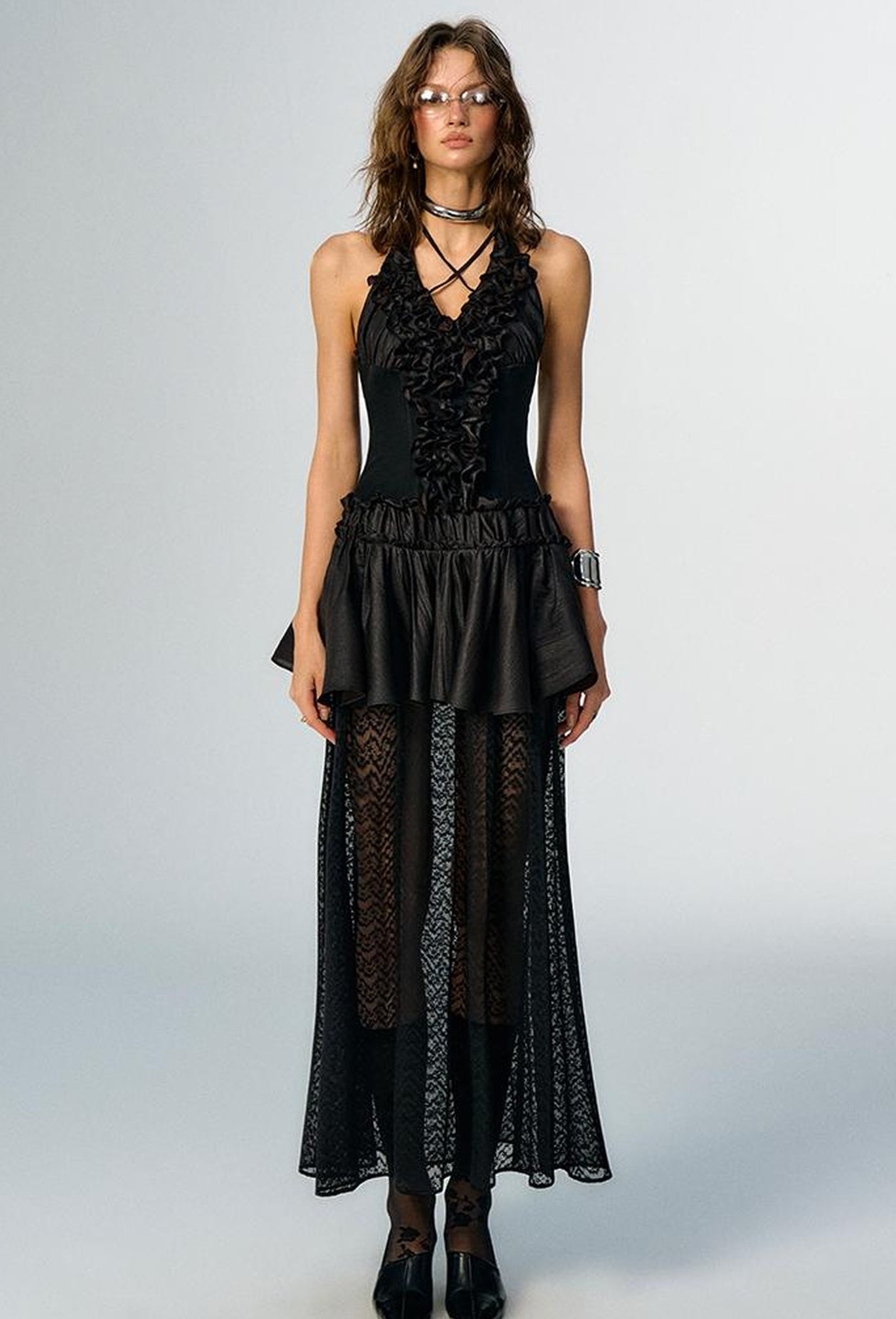 OfAkiva Romantic Ruffle Sleeve Convertible Dress 2 In 1 Dresses