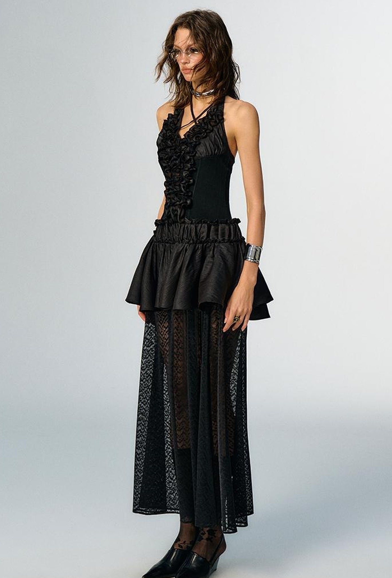 OfAkiva Romantic Ruffle Sleeve Convertible Dress 2 In 1 Dresses