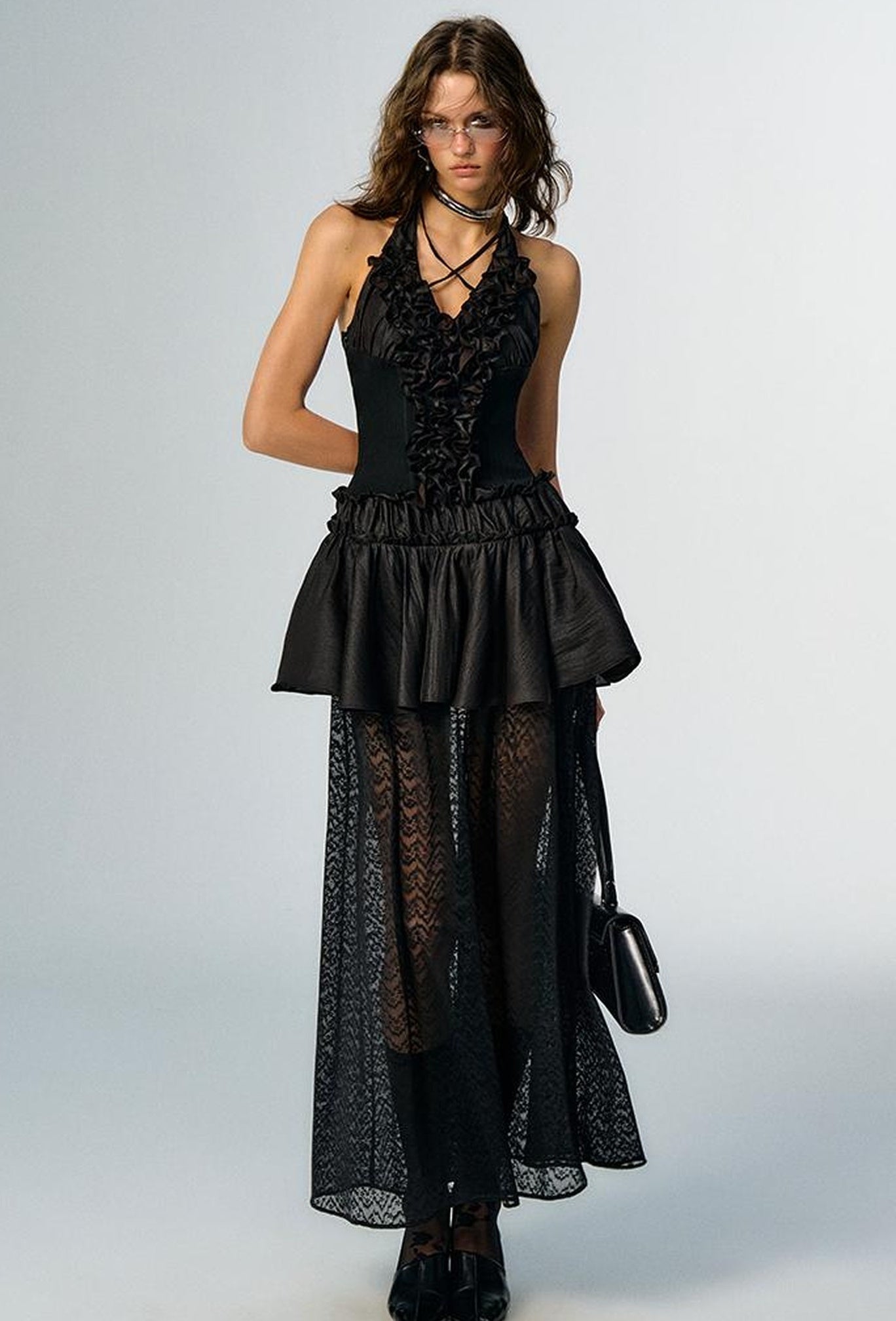 OfAkiva Romantic Ruffle Sleeve Convertible Dress 2 In 1 Dresses