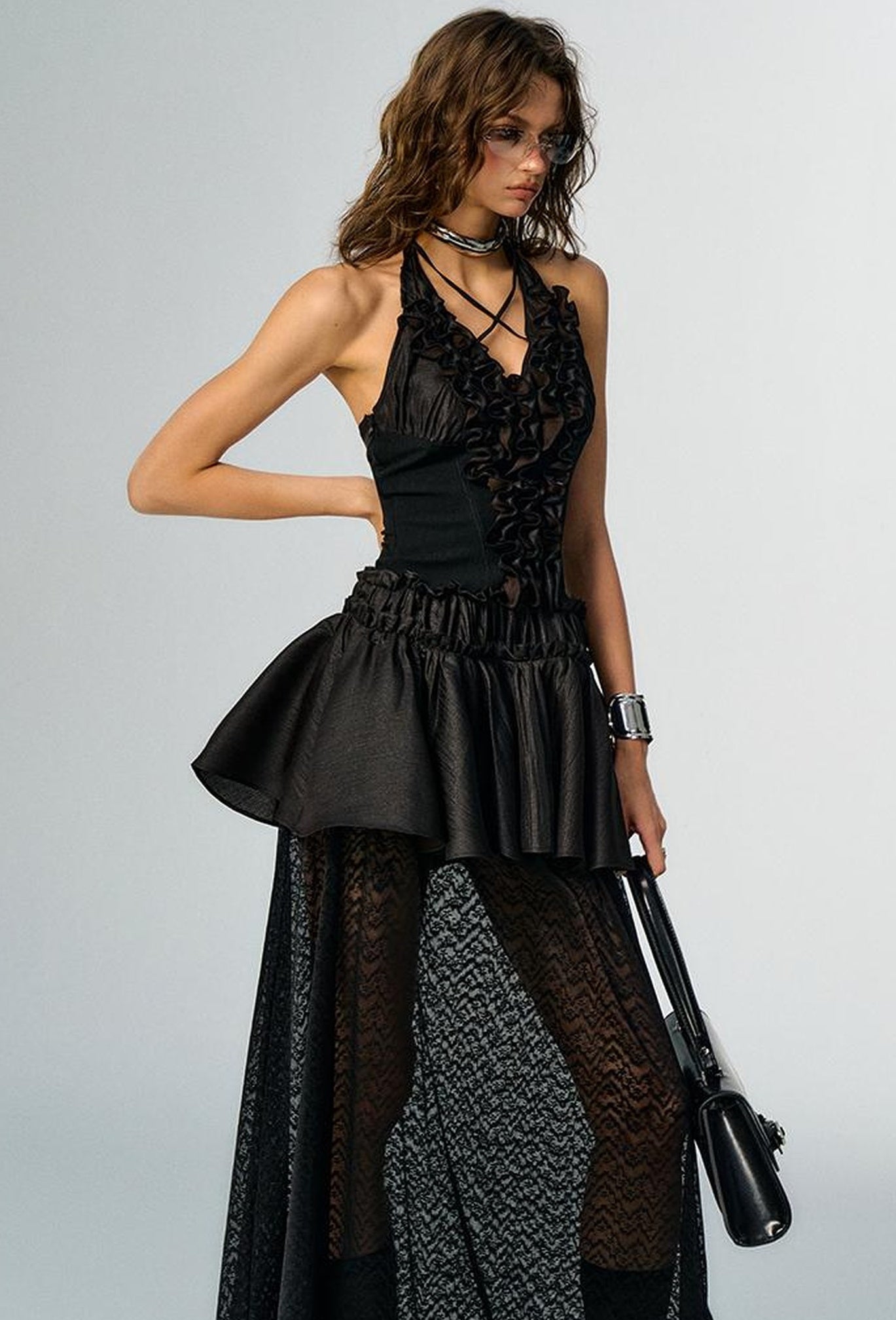 OfAkiva Romantic Ruffle Sleeve Convertible Dress 2 In 1 Dresses