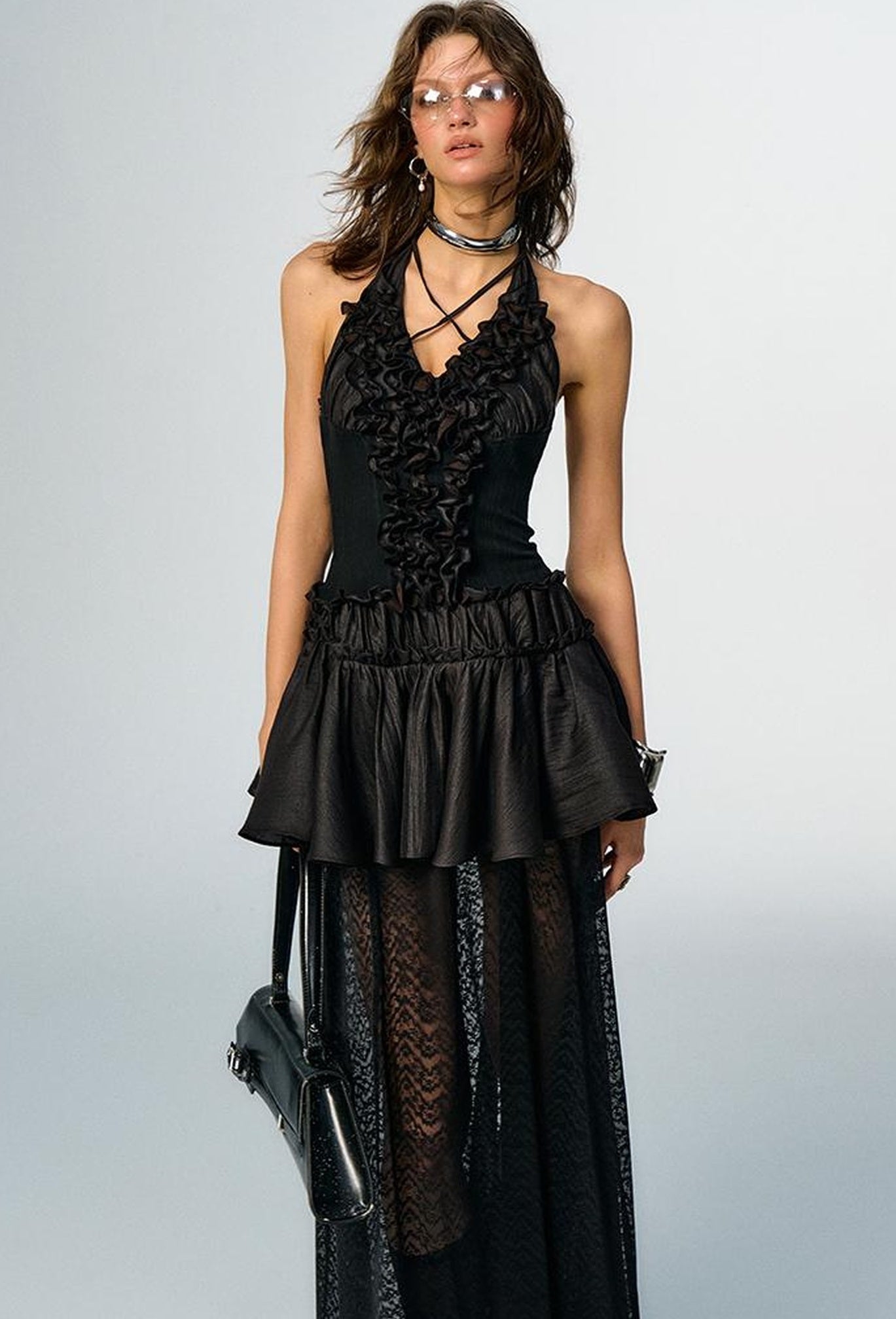 OfAkiva Romantic Ruffle Sleeve Convertible Dress 2 In 1 Dresses