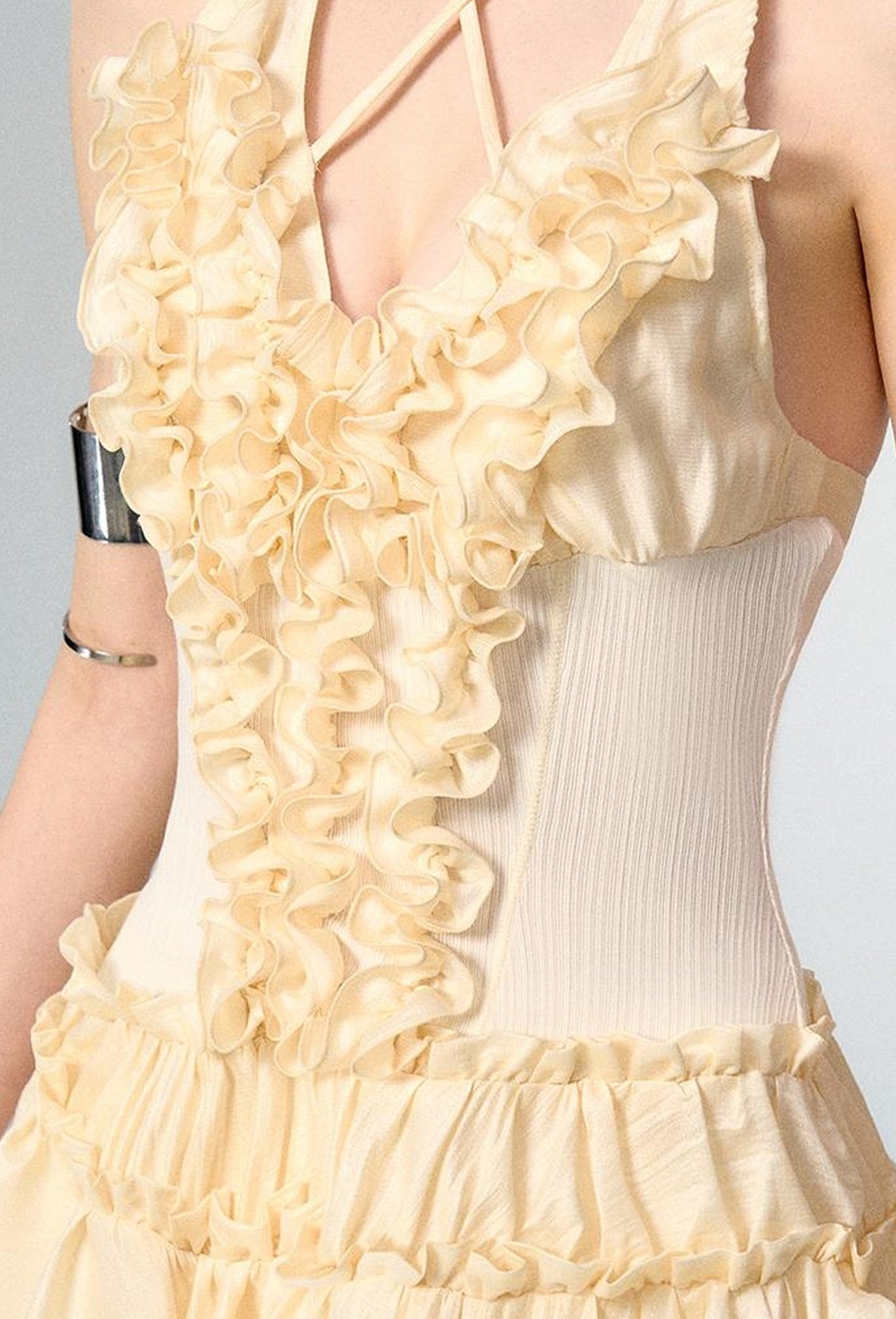 OfAkiva Romantic Ruffle Sleeve Convertible Dress 2 In 1 Dresses