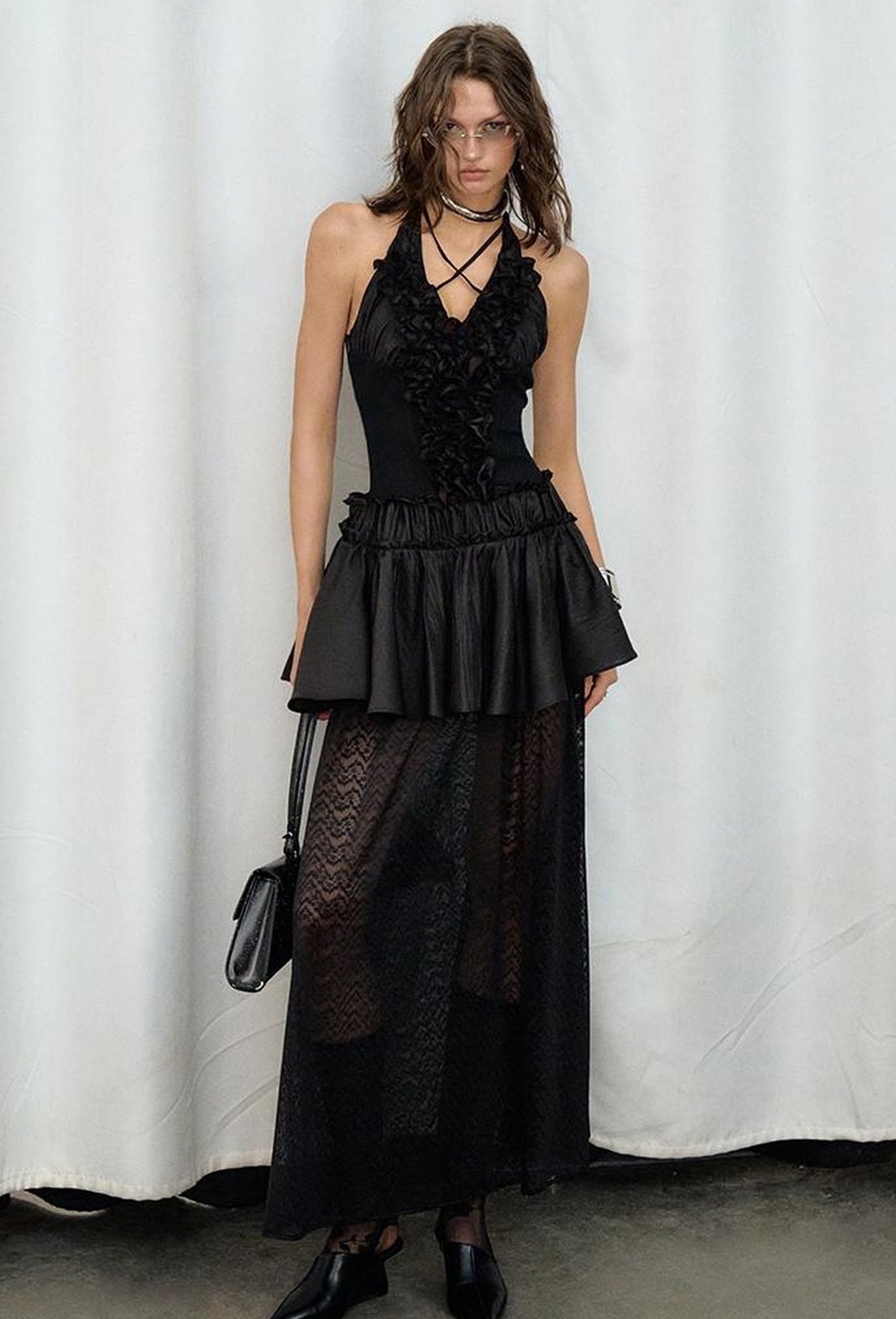 OfAkiva Romantic Ruffle Sleeve Convertible Dress 2 In 1 Dresses