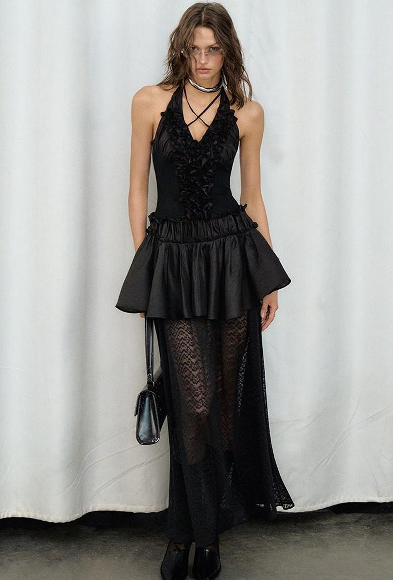 OfAkiva Romantic Ruffle Sleeve Convertible Dress 2 In 1 Dresses